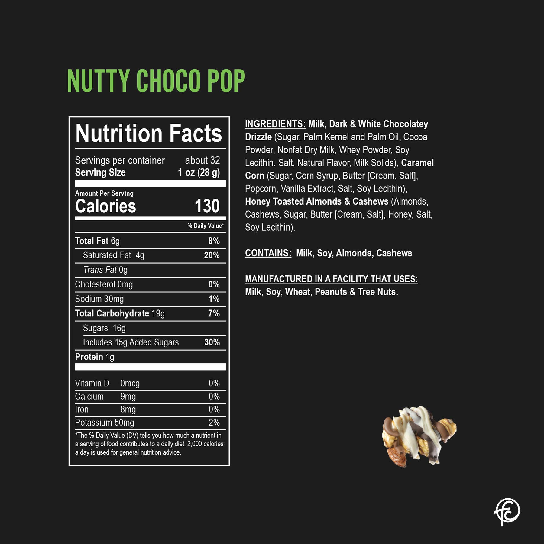 Nutty Choco Pop | Caramel Corn Chocolate Popcorn |  5-ounce Bags