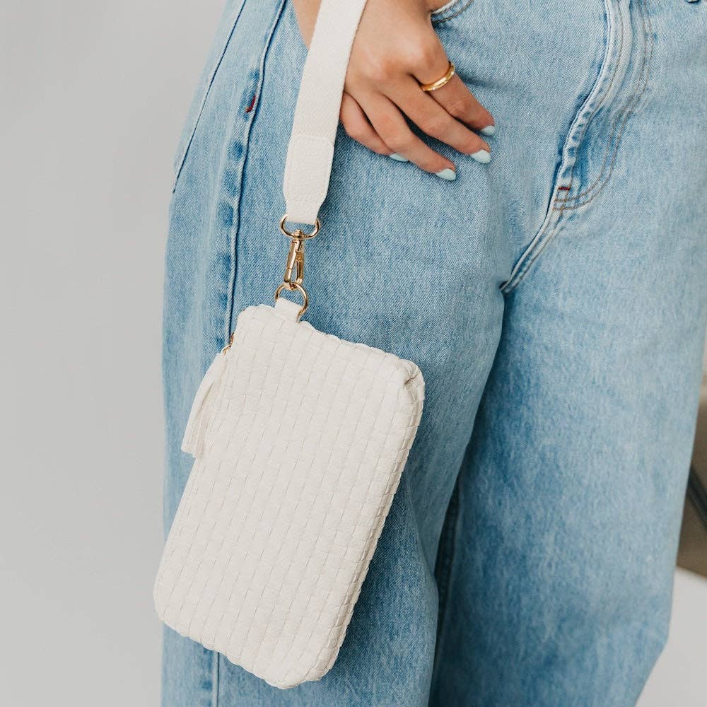 Emma Woven Clutch Wristlet: Blush Checkered