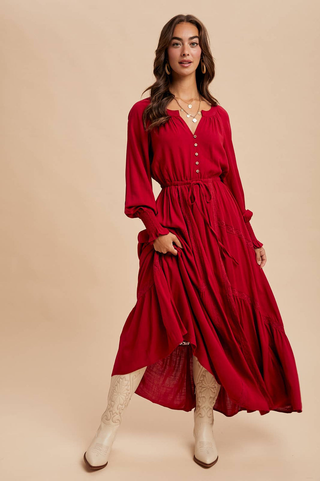 Merlot Moments Lace Maxi Dress