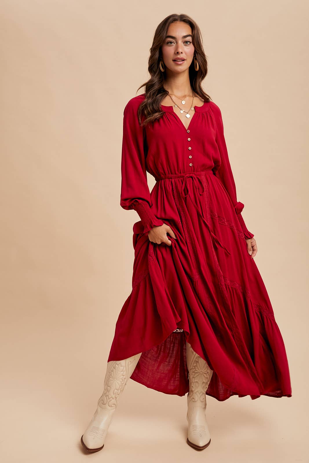Merlot Moments Lace Maxi Dress