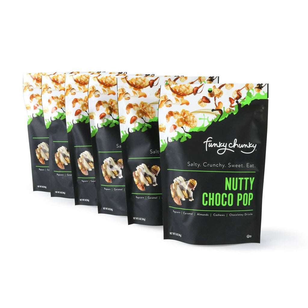 Nutty Choco Pop | Caramel Corn Chocolate Popcorn |  5-ounce Bags