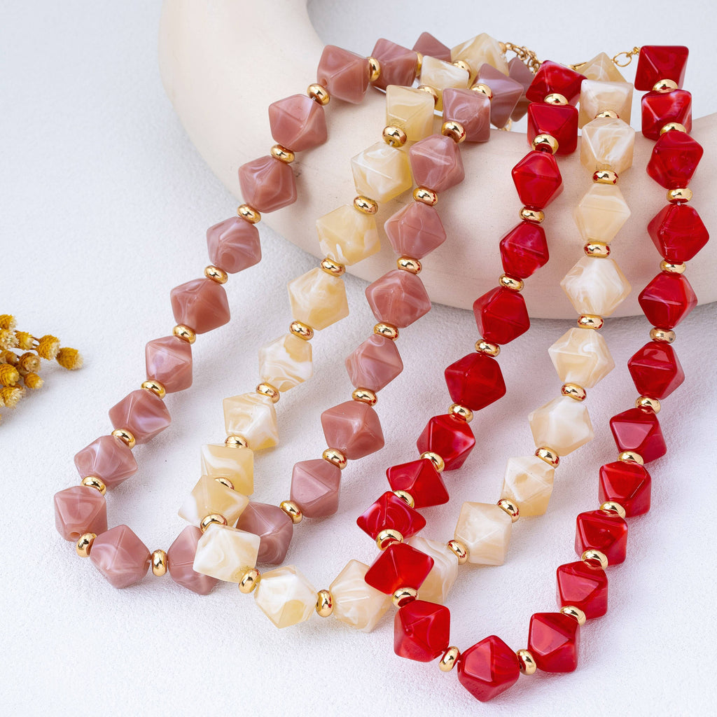 Faceted Resin Briolette Necklaces