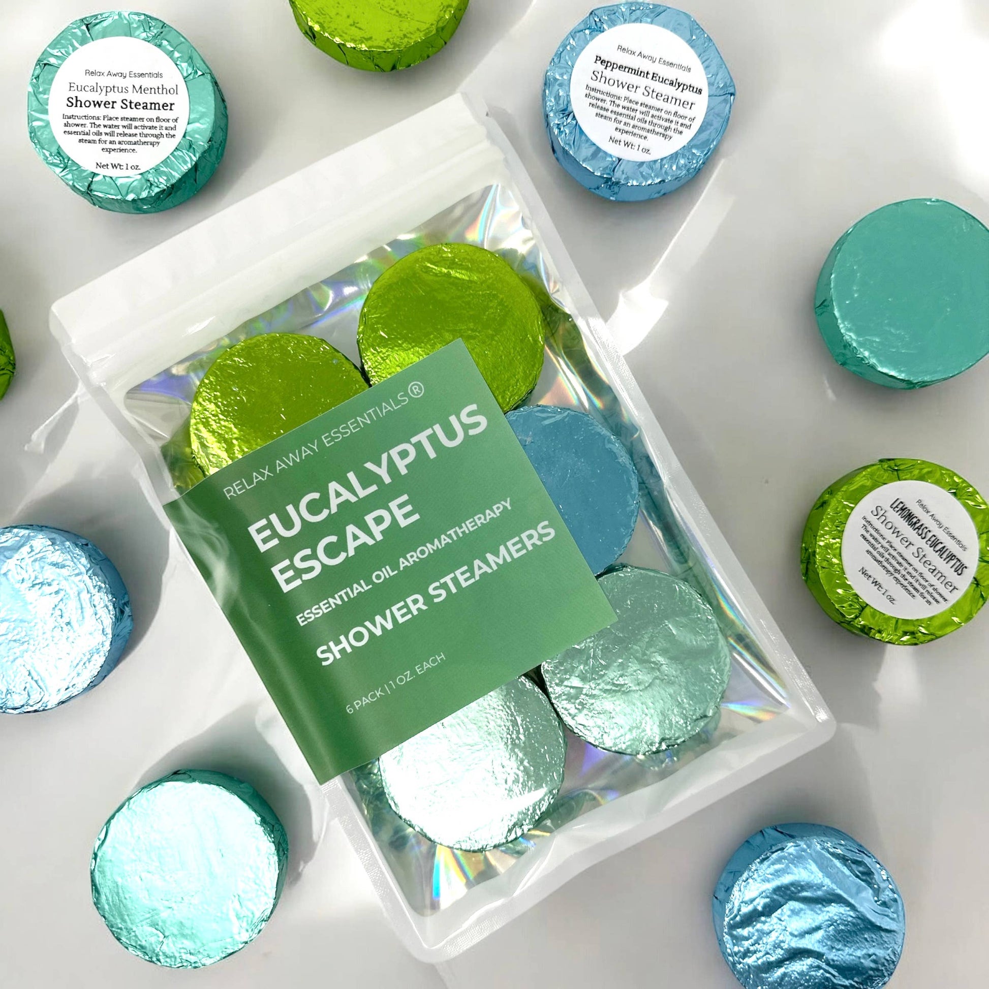Eucalyptus Escape Shower Steamers 6 Pack - Made in USA - Spa