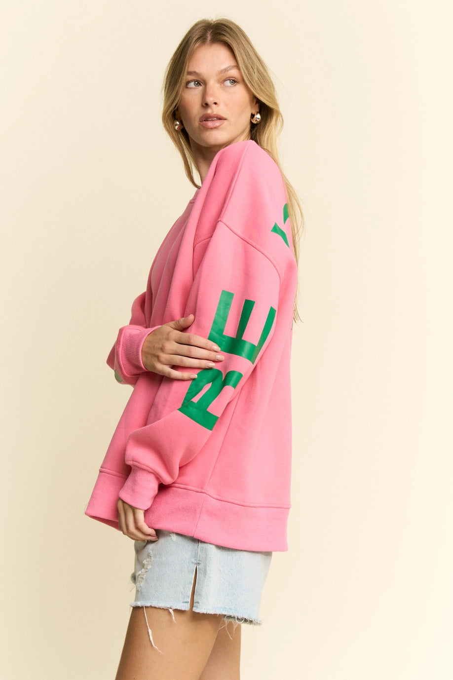 Be Yourself Love Yourself Printed Oversized Sweatshirt