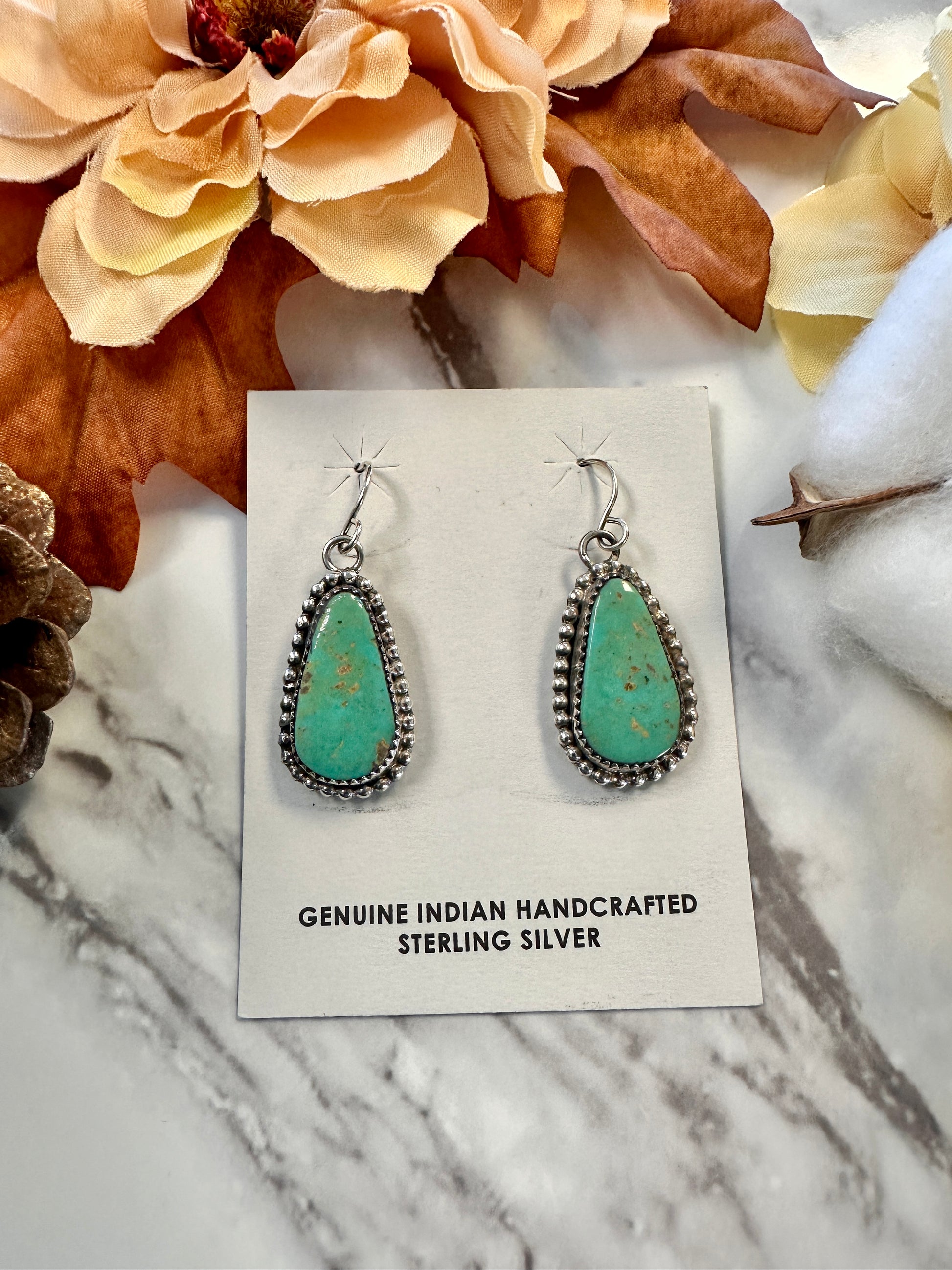 Authentic Dangle Sterling Silver Turquoise Earrings