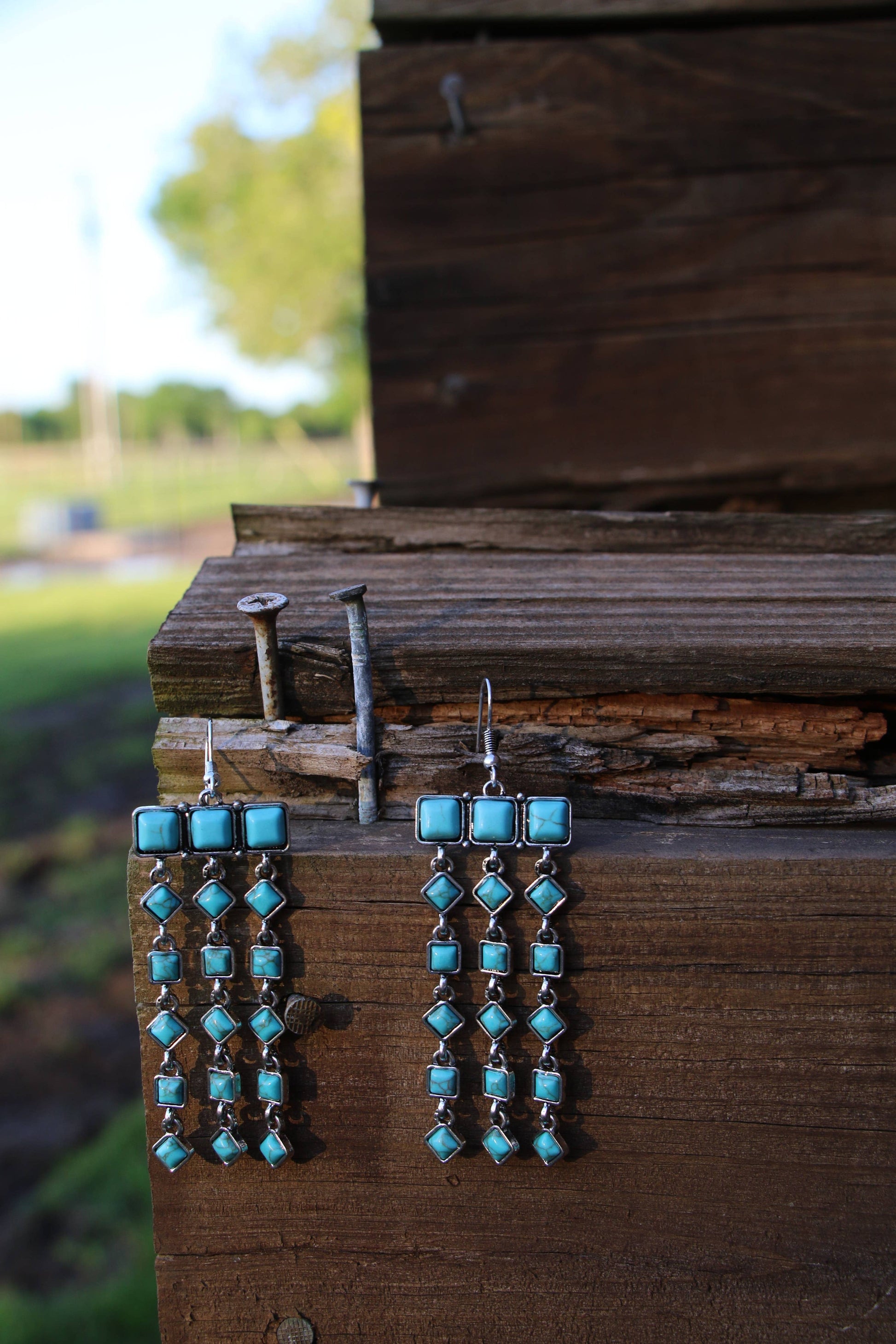 Turquoise & Silver Dangle Earrings