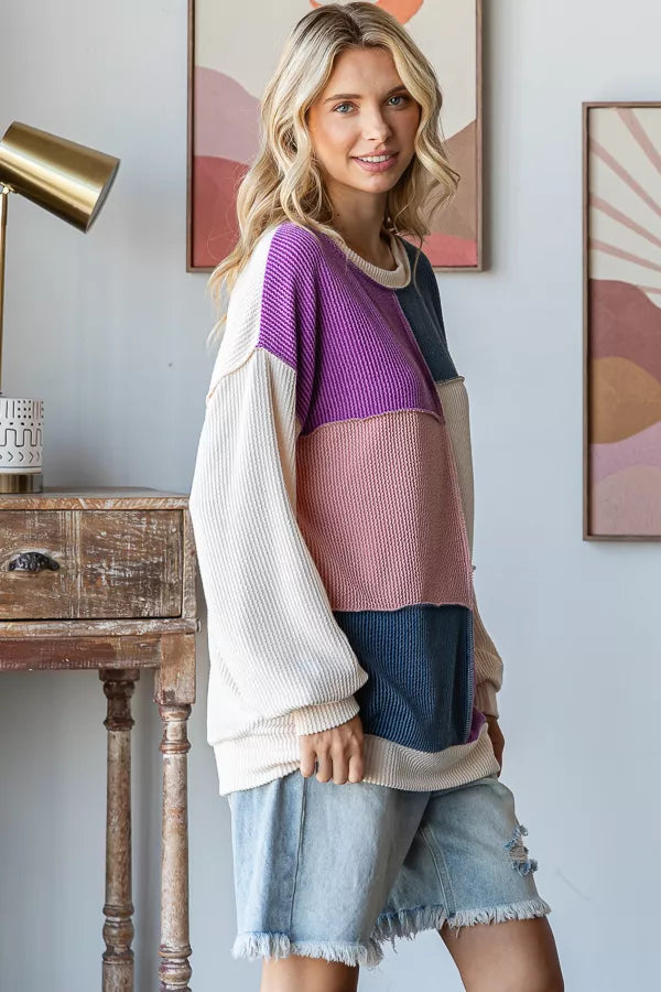 Casually Classy Color Block Rib Top