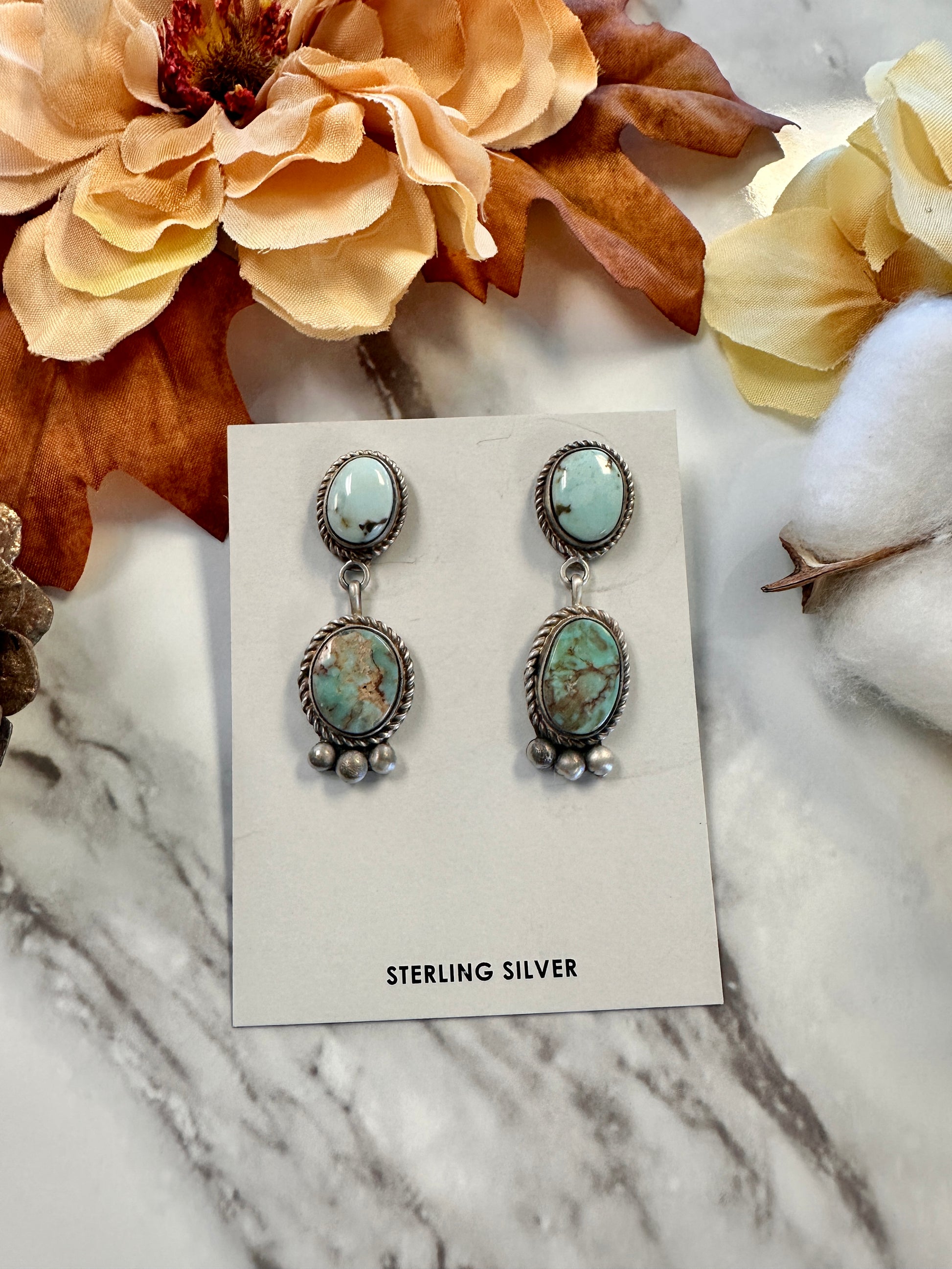 Navajo Blue Golden Hills Post Dangle Earrings