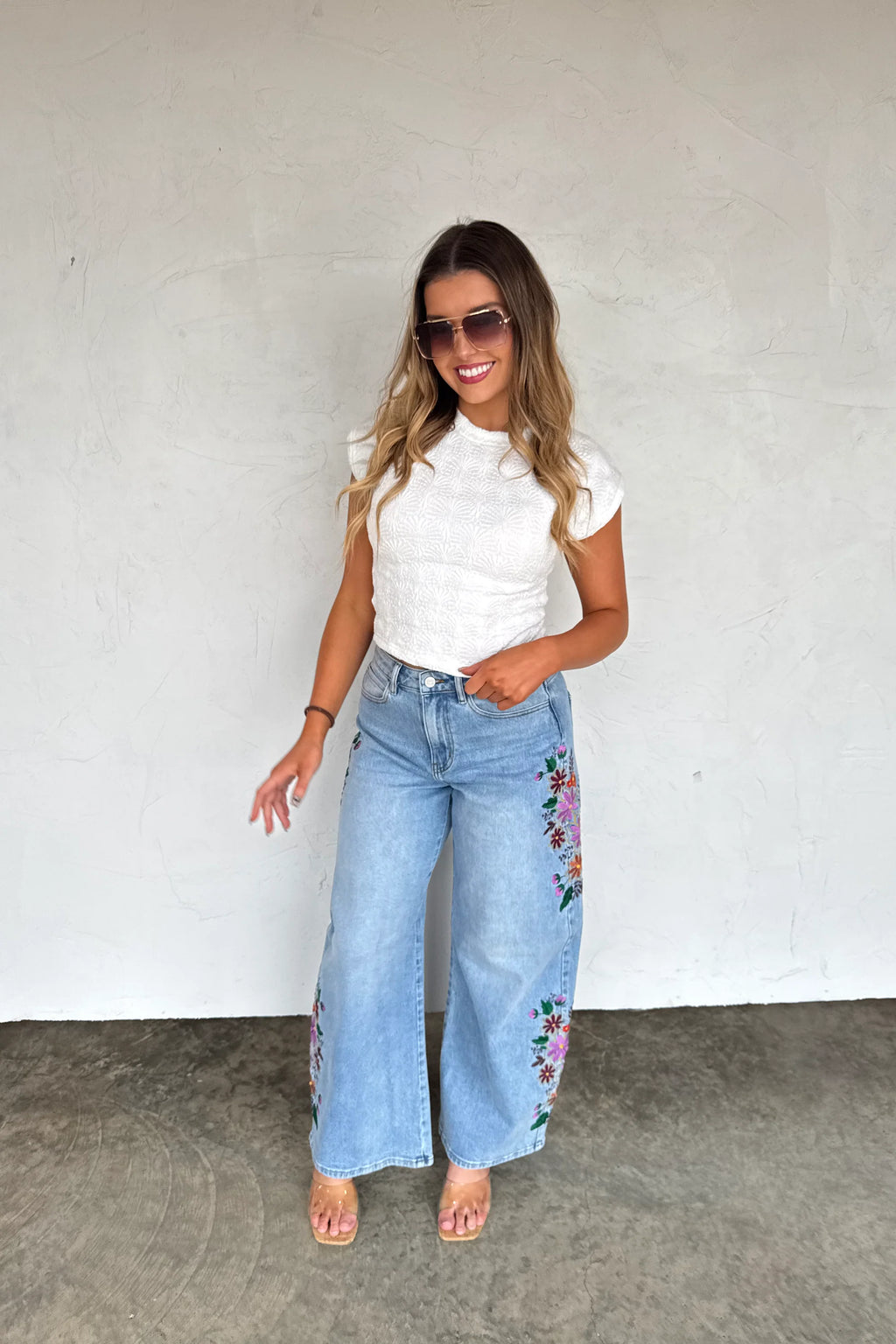 PREORDER - EVIE FLORAL EMBROIDERED JEANS - BLAKELEY DENIM