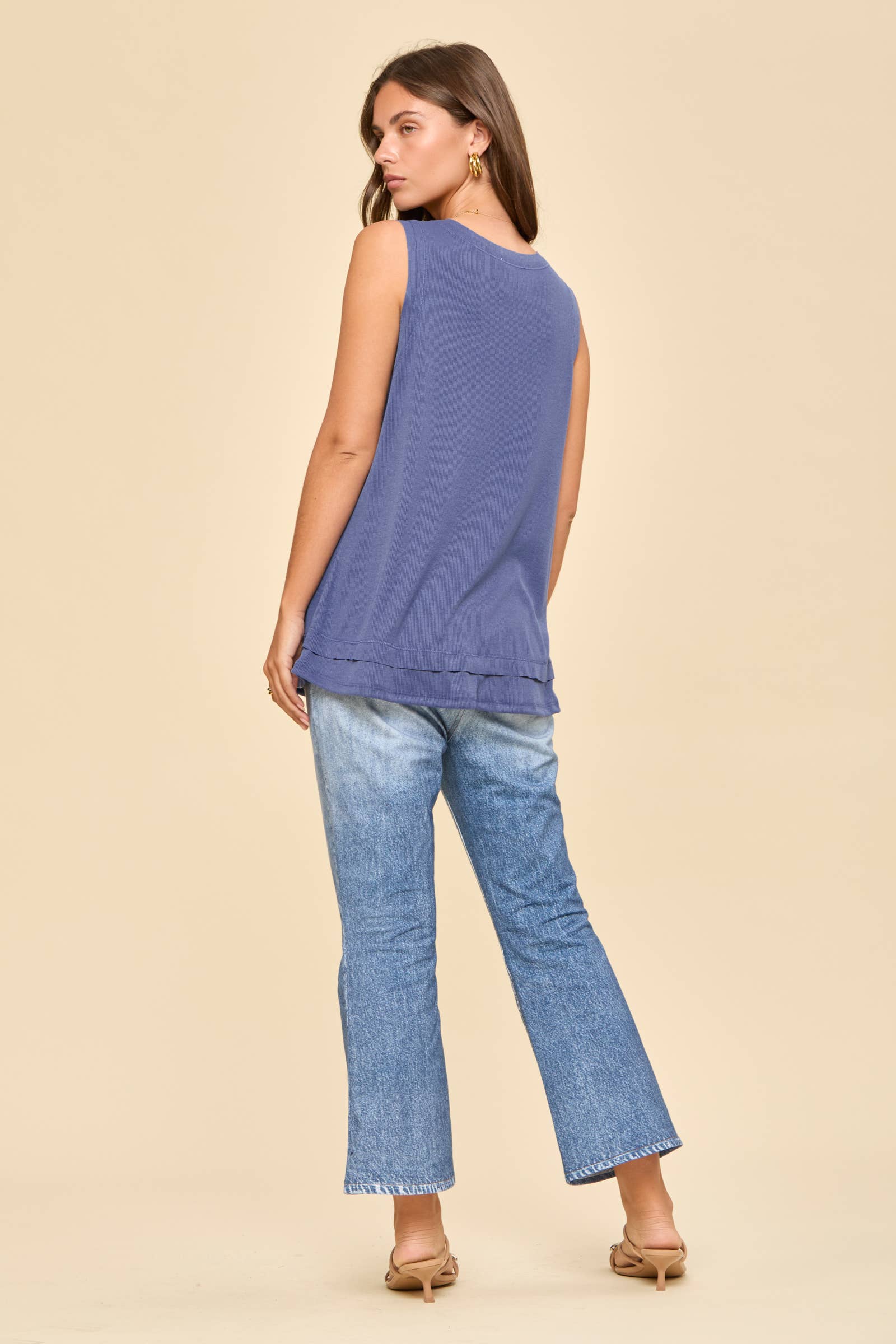 Baby Ribbed Knit Tank Top: Navy