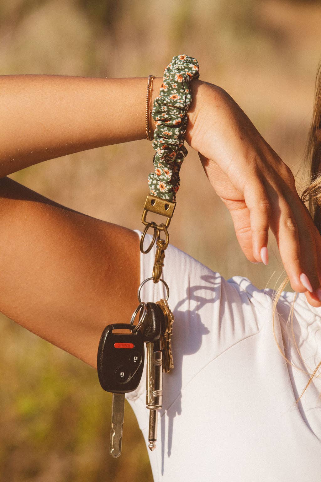 Green Floral Keychain