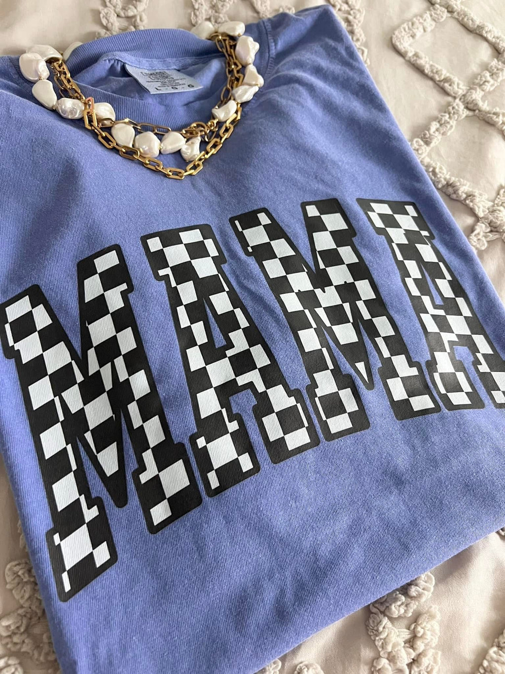 Neon Checkered Mama Comfort Colors T-Shirt