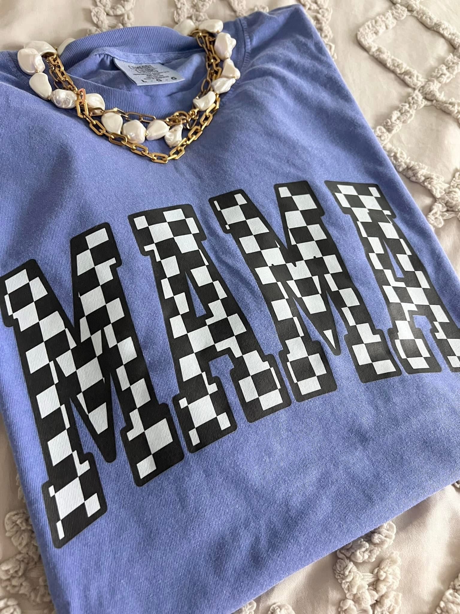Neon Checkered Mama Comfort Colors T-Shirt