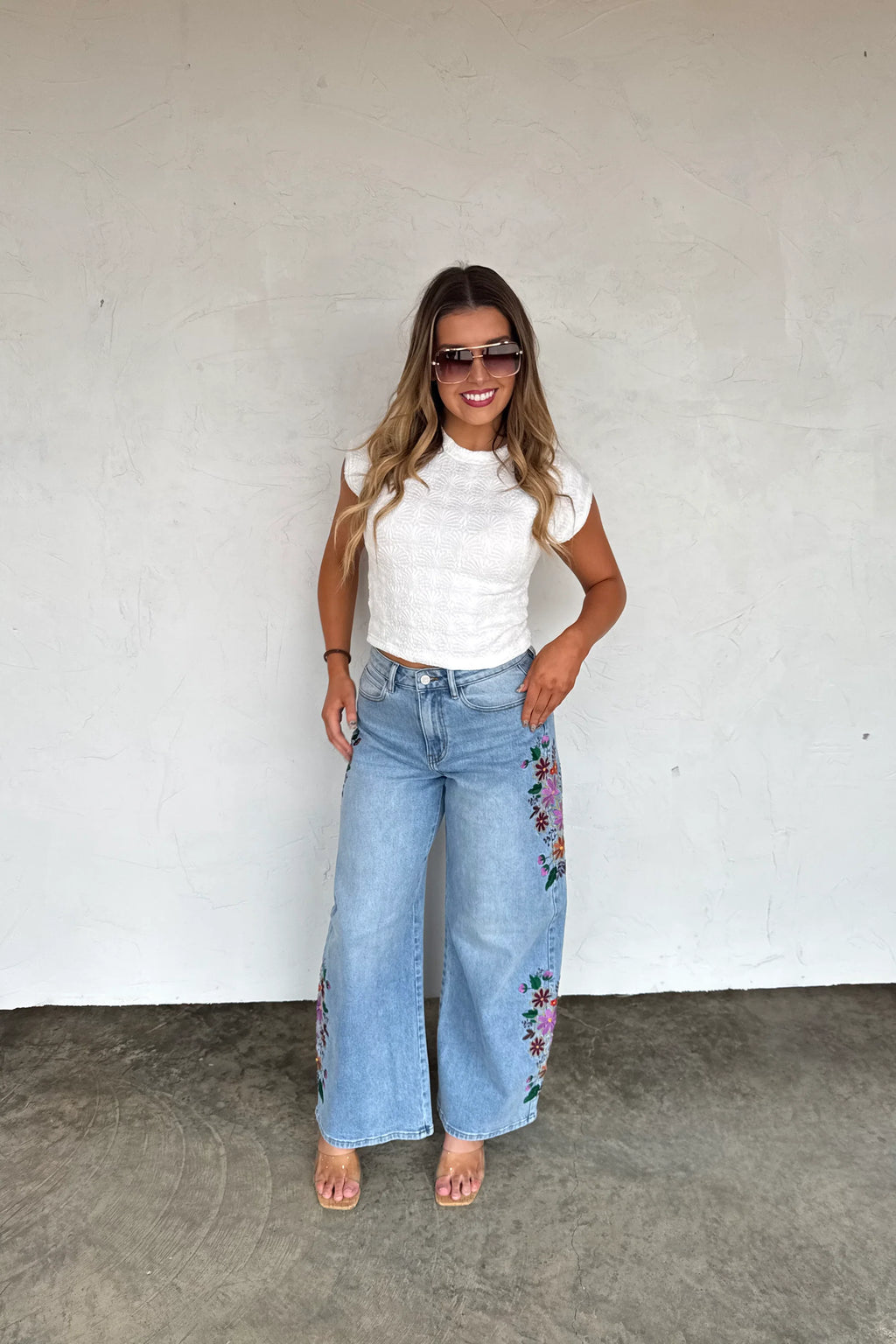 PREORDER - EVIE FLORAL EMBROIDERED JEANS - BLAKELEY DENIM