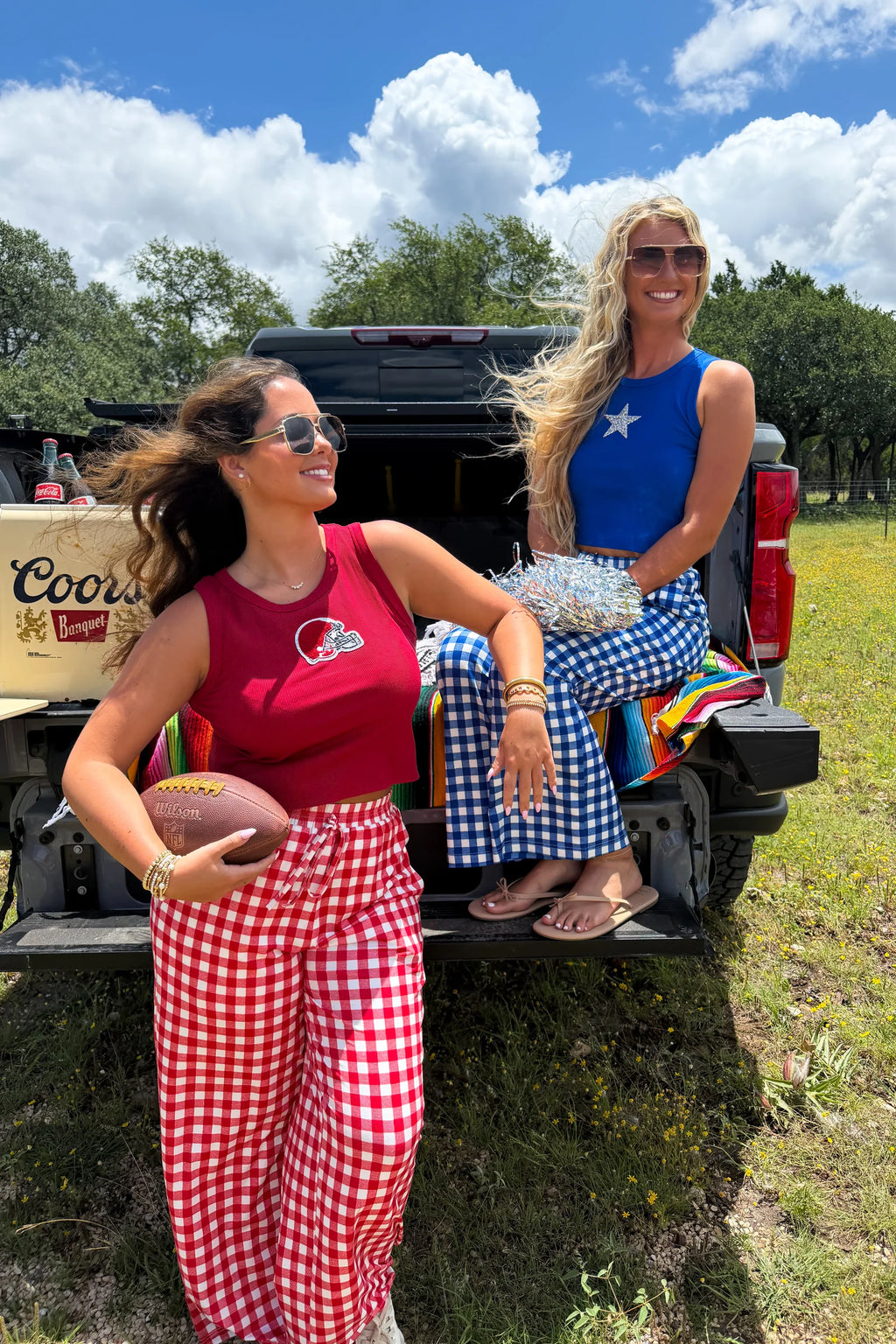 PREORDER- GAME DAY GINGHAM WIDE LEG PANTS