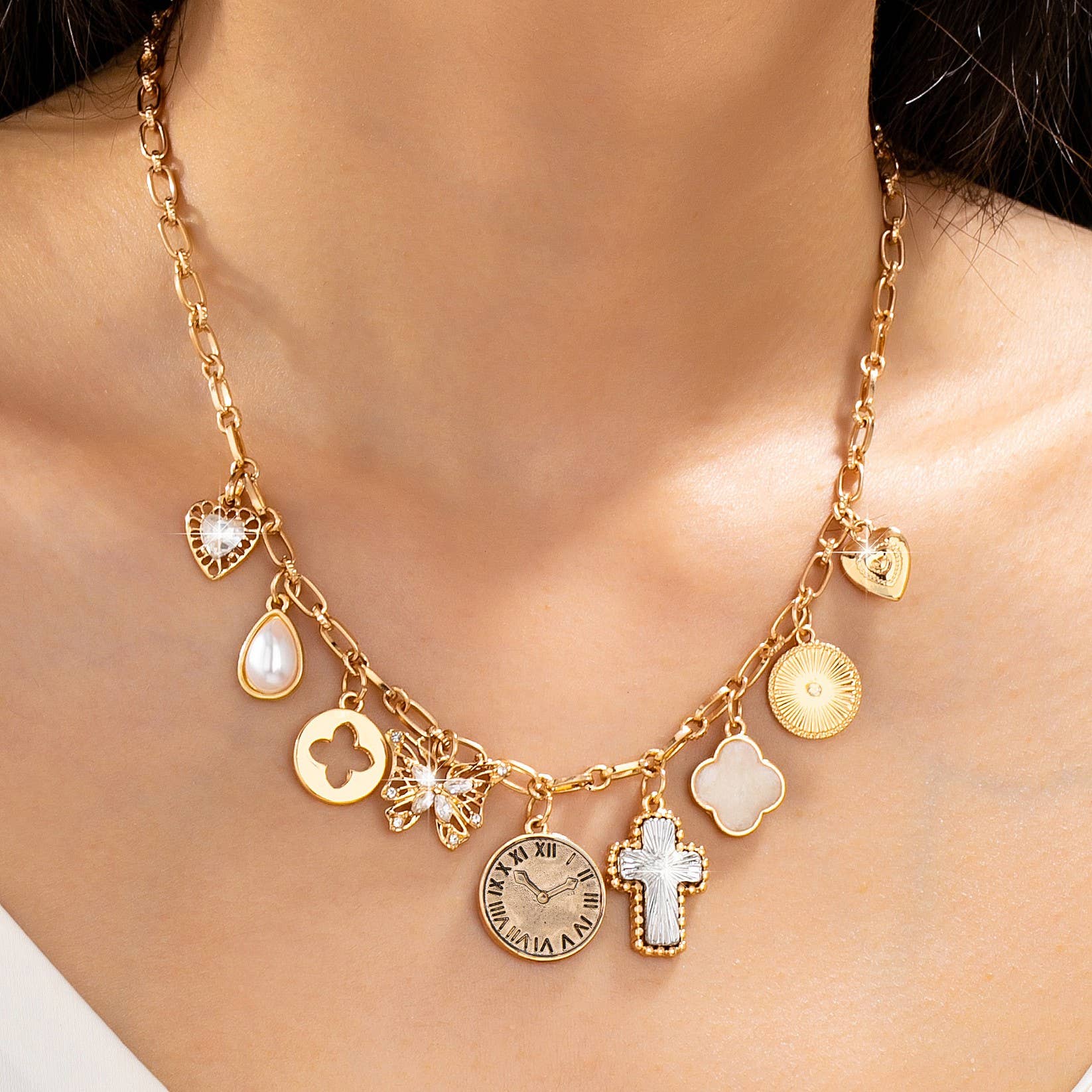 Eclectic Celestial & Vintage Charm Necklace