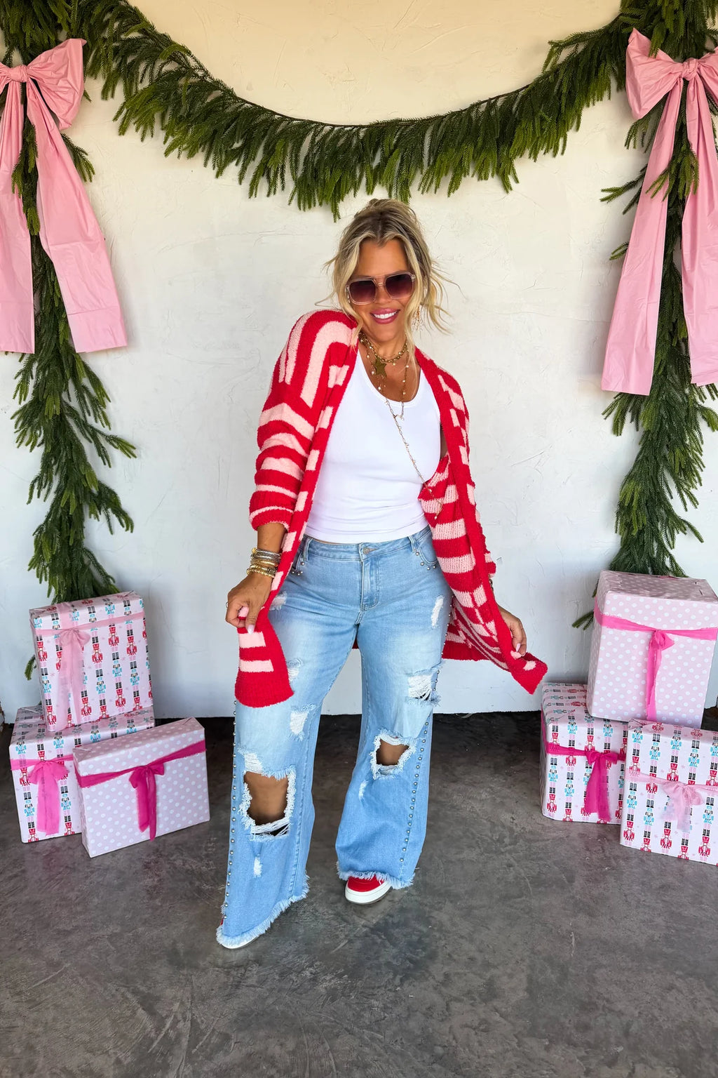 PREORDER- COZY CHRISTMAS CLOUD CARDIGAN | STRIPES
