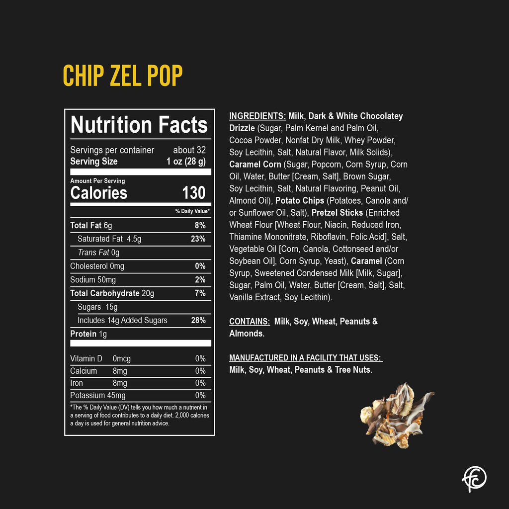 Chip Zel Pop | Caramel Popcorn with Chocolate | 5-ounce Bags