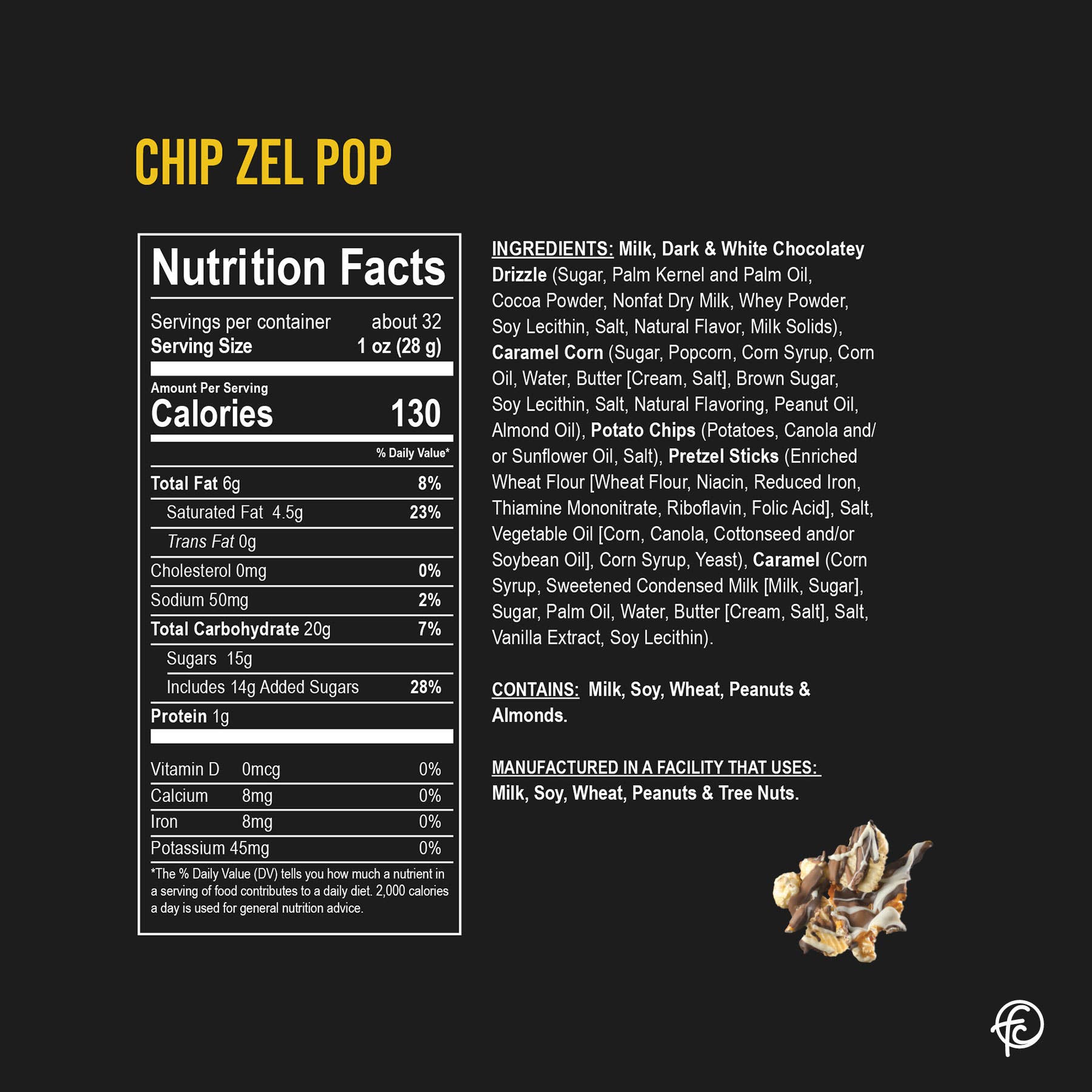 Chip Zel Pop | Caramel Popcorn with Chocolate | 5-ounce Bags