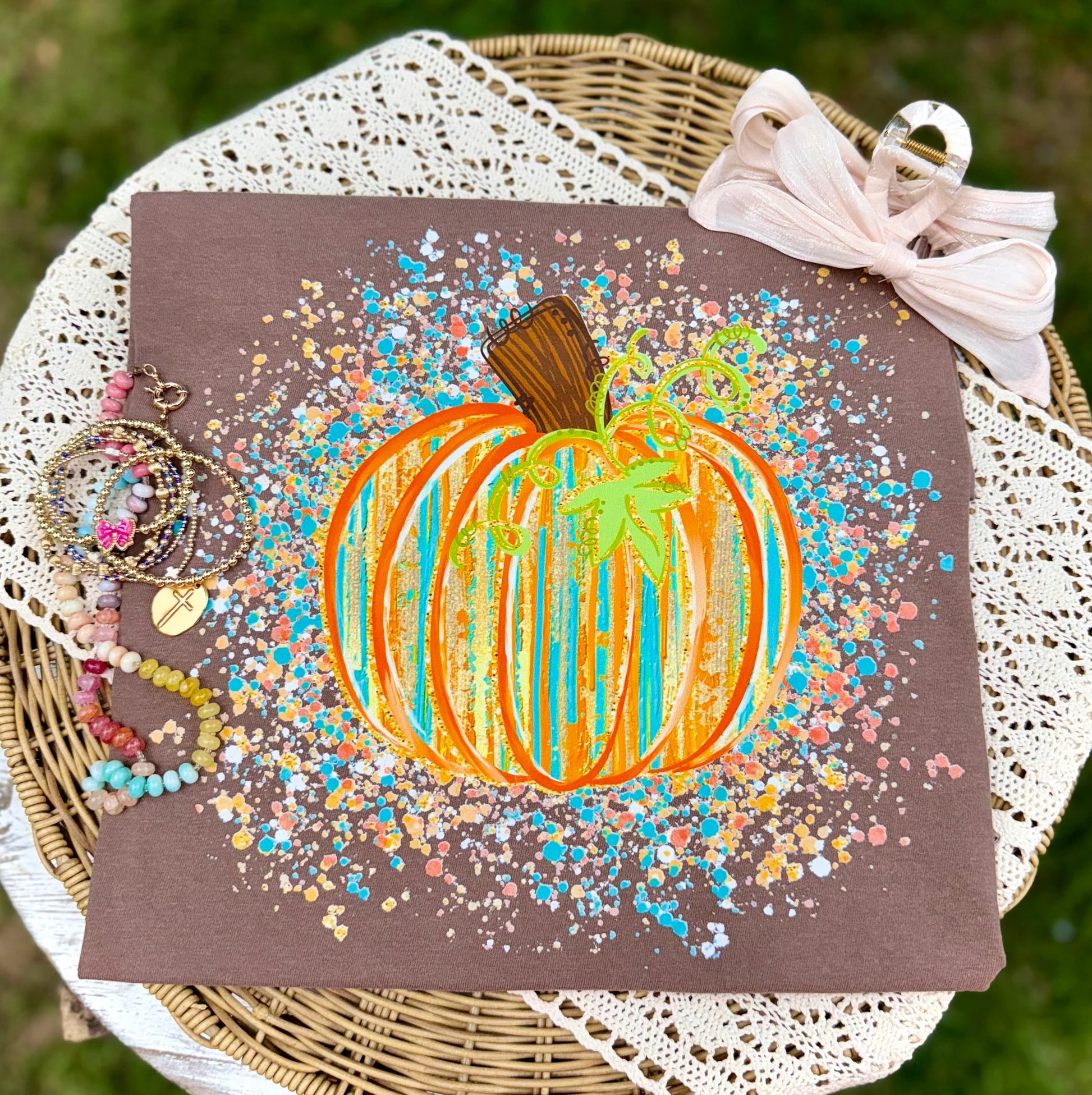 Splatter Pumpkin Graphic T-Shirt