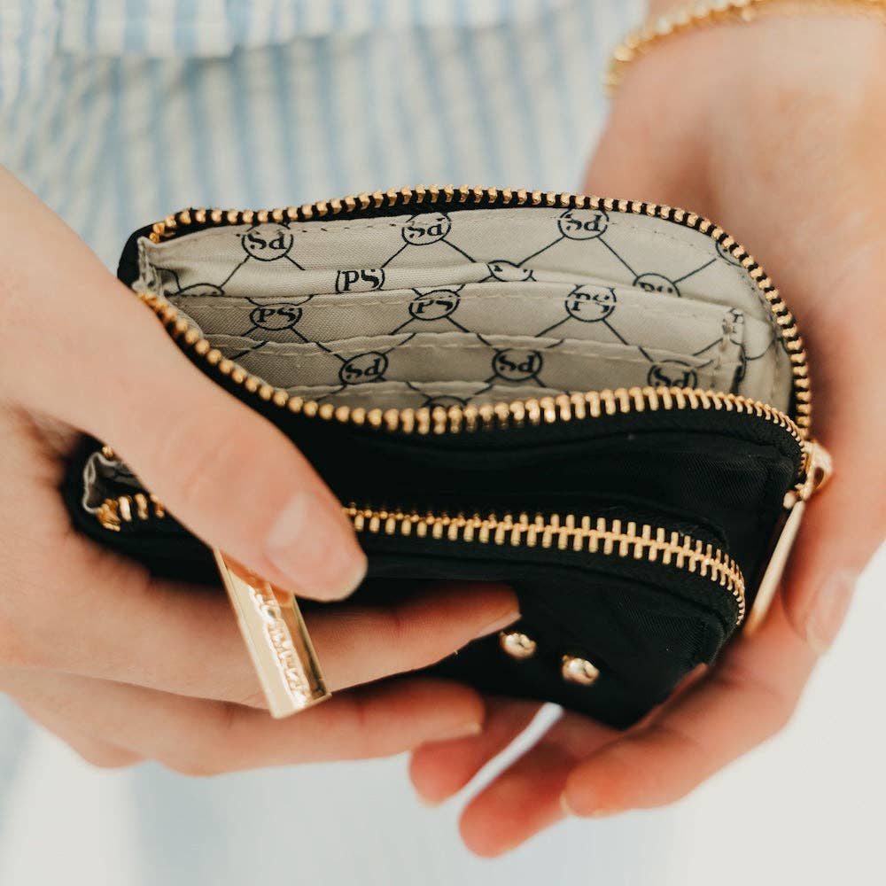 Nylon Cameron Clippable Double Zip Card Wallet: Camouflage