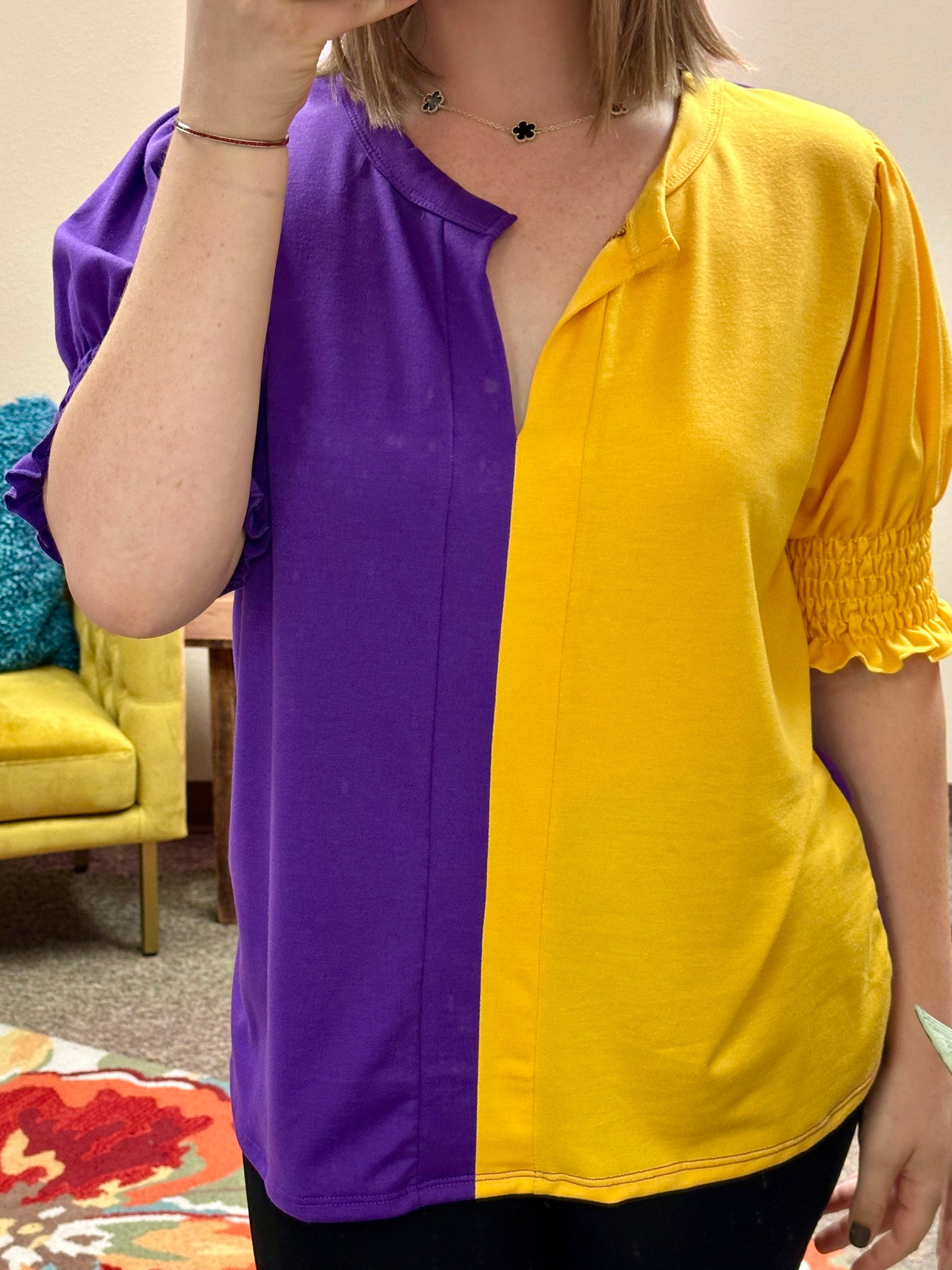 Game Day Ready Mustard & Purple Top