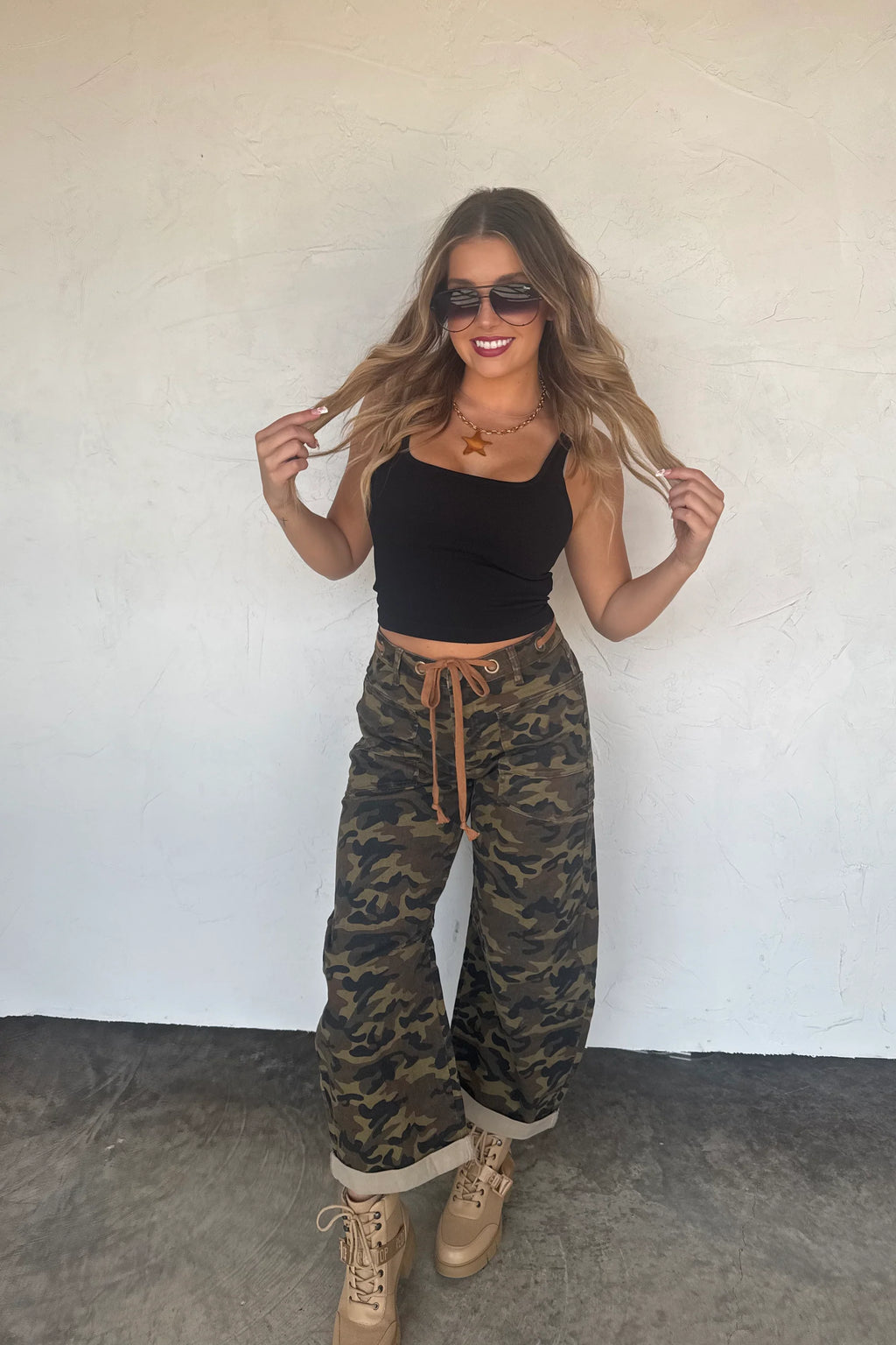 PREORDER- BLAKELEY BROGAN CAMO BARREL JEANS