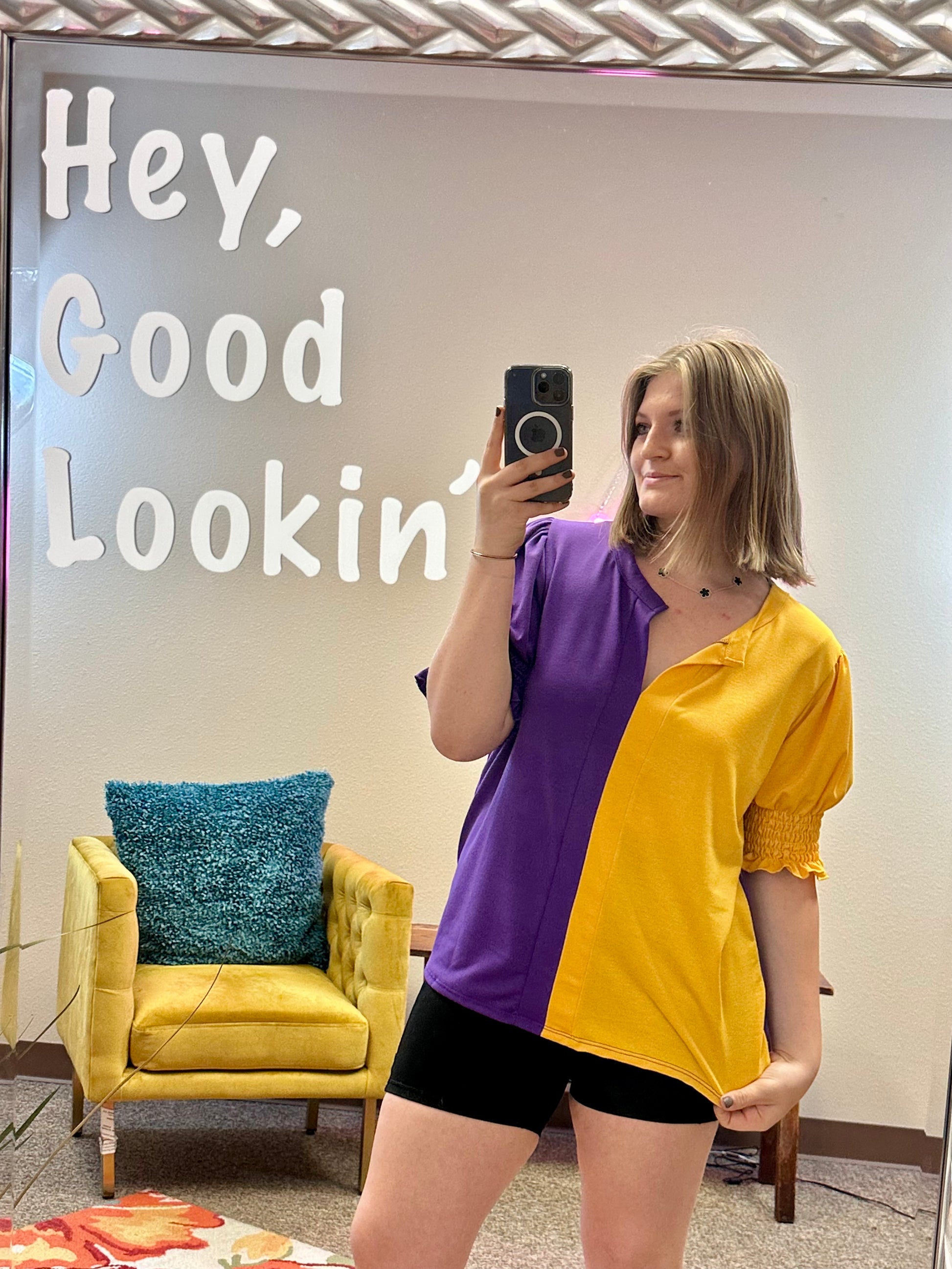 Game Day Ready Mustard & Purple Top