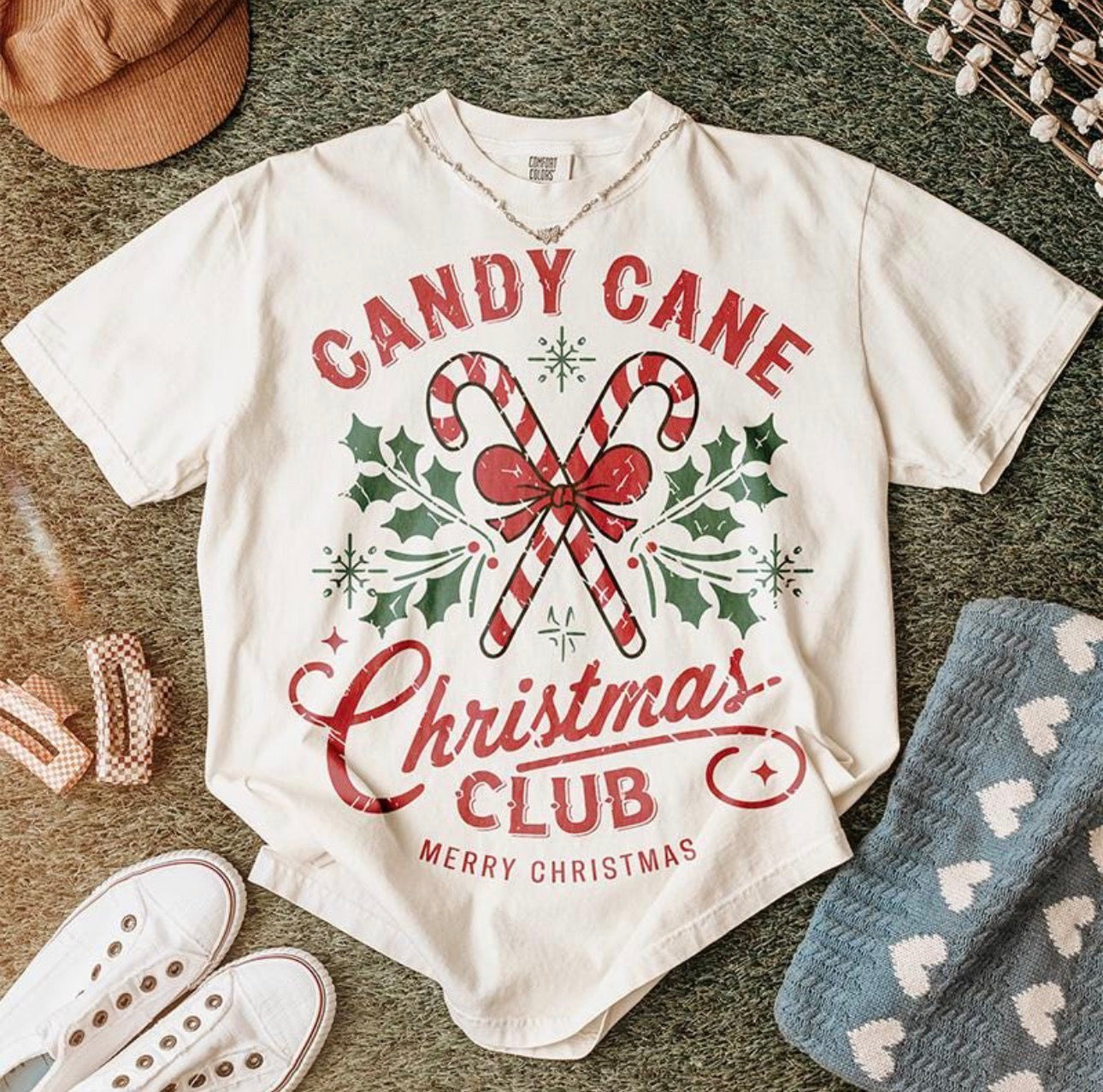 Candy Cane Christmas Club Graphic T-Shirt
