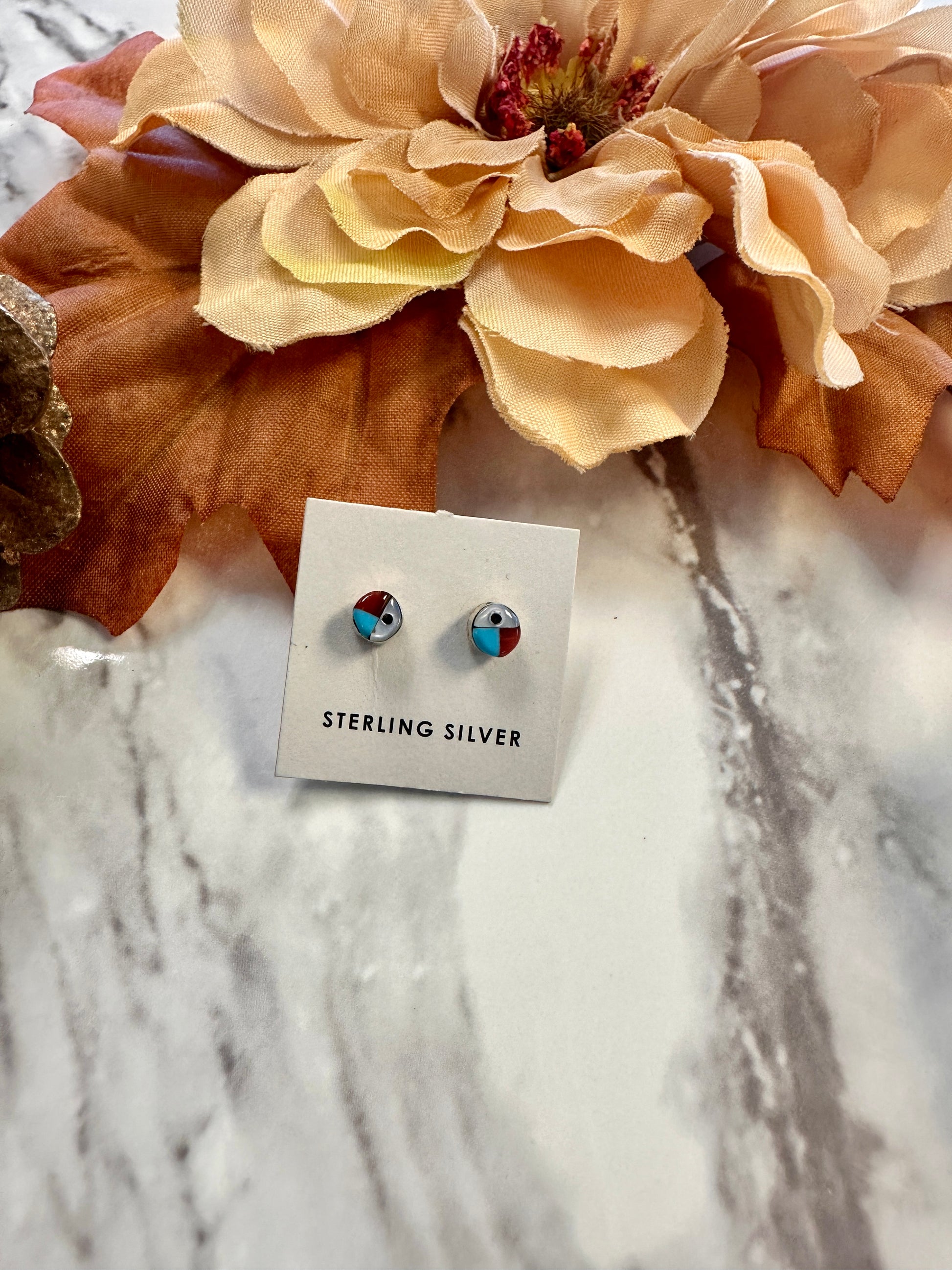 Handmade Zuni Sun Handmade Earrings 925 by Iris Panteah