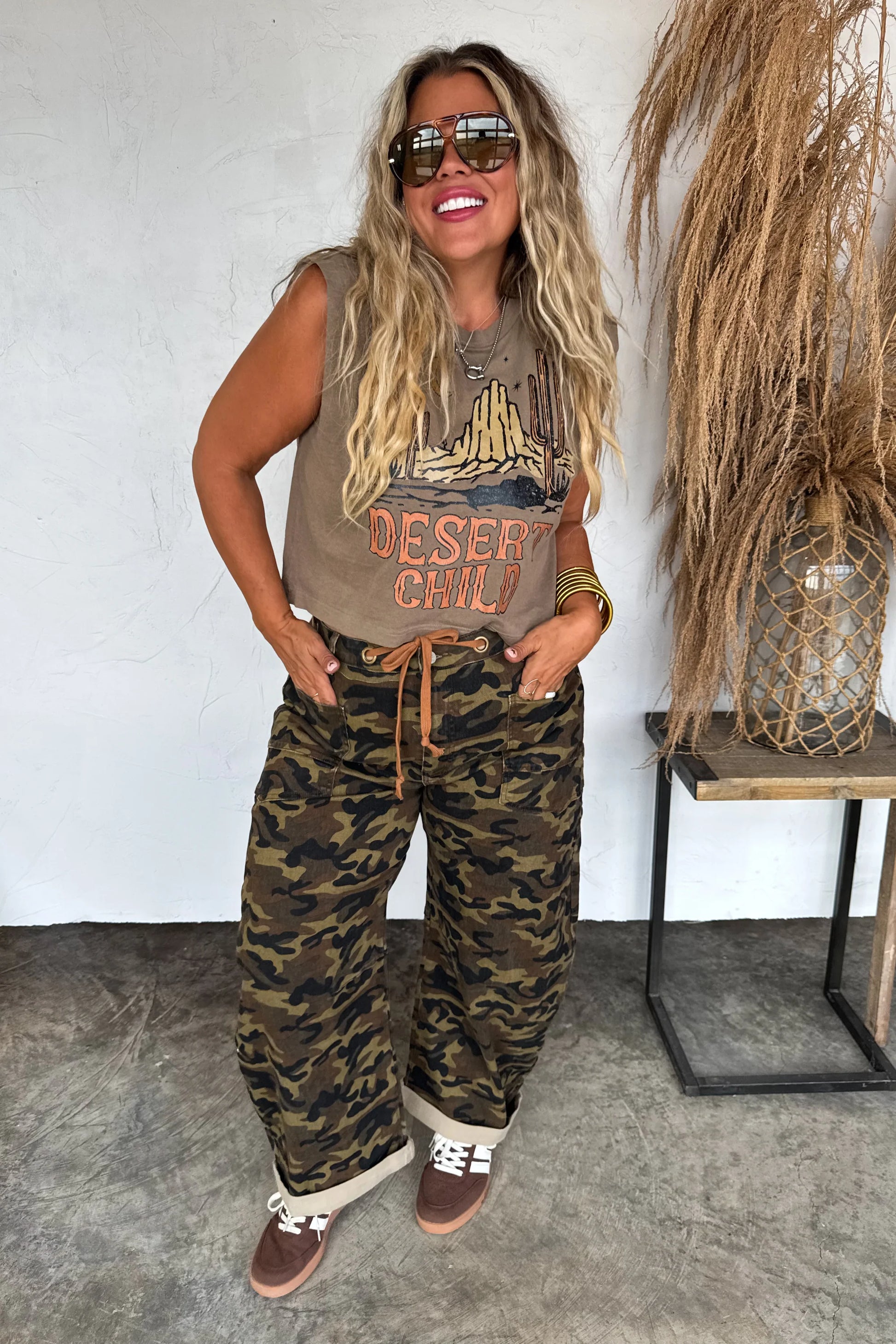 PREORDER- BLAKELEY BROGAN CAMO BARREL JEANS