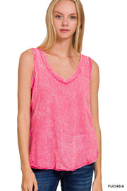 Crinkle Washed V-Neck Tank Top