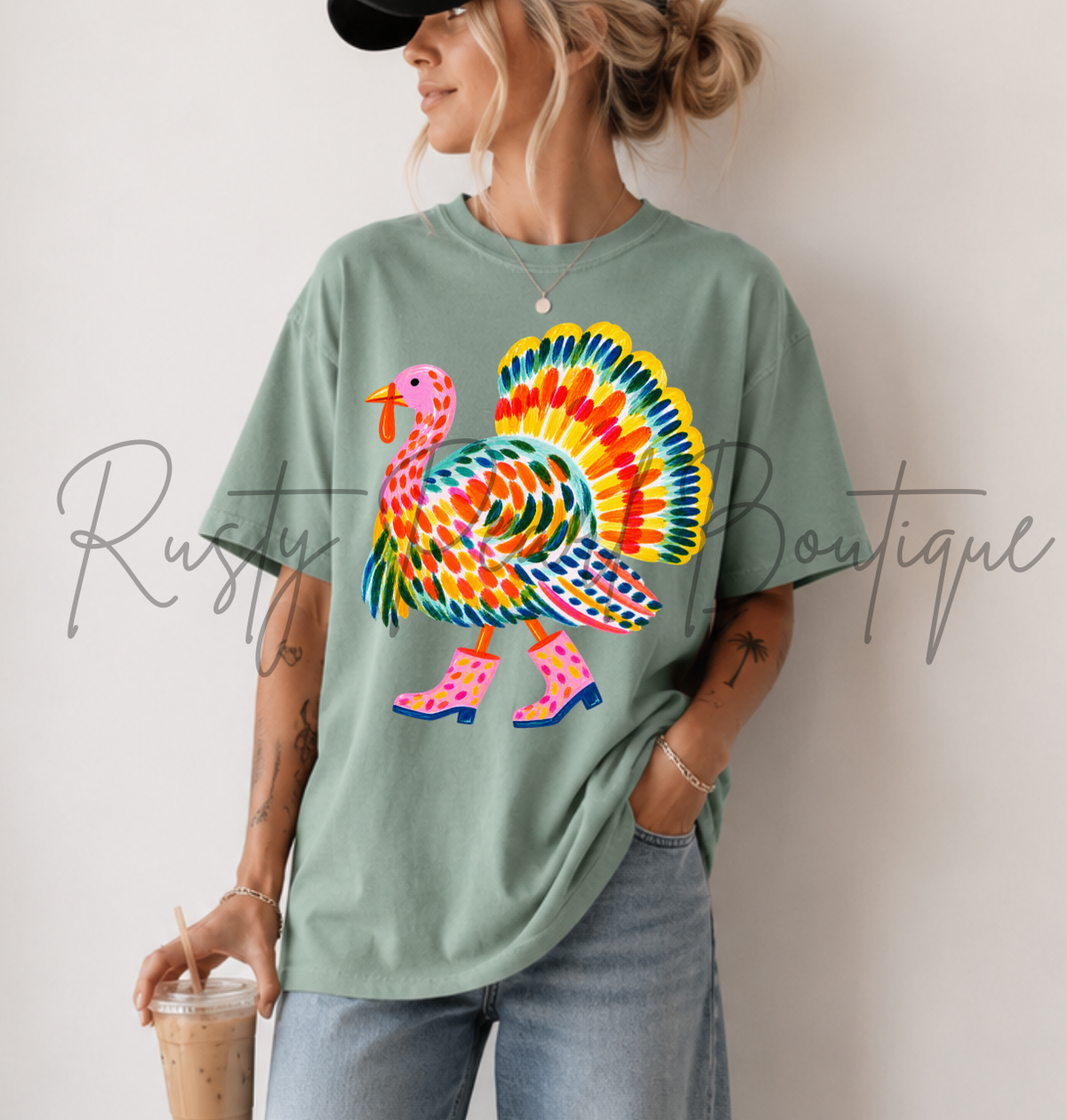 Fancy Feathers Turkey Graphic T-shirt | Multiple Colors | Youth & Adult Sizes