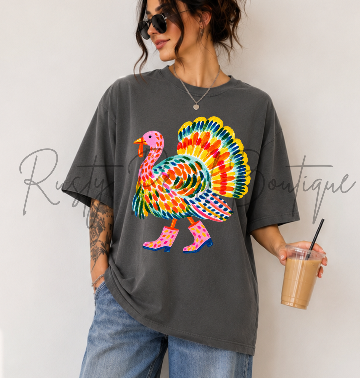 Fancy Feathers Turkey Graphic T-shirt | Multiple Colors | Youth & Adult Sizes