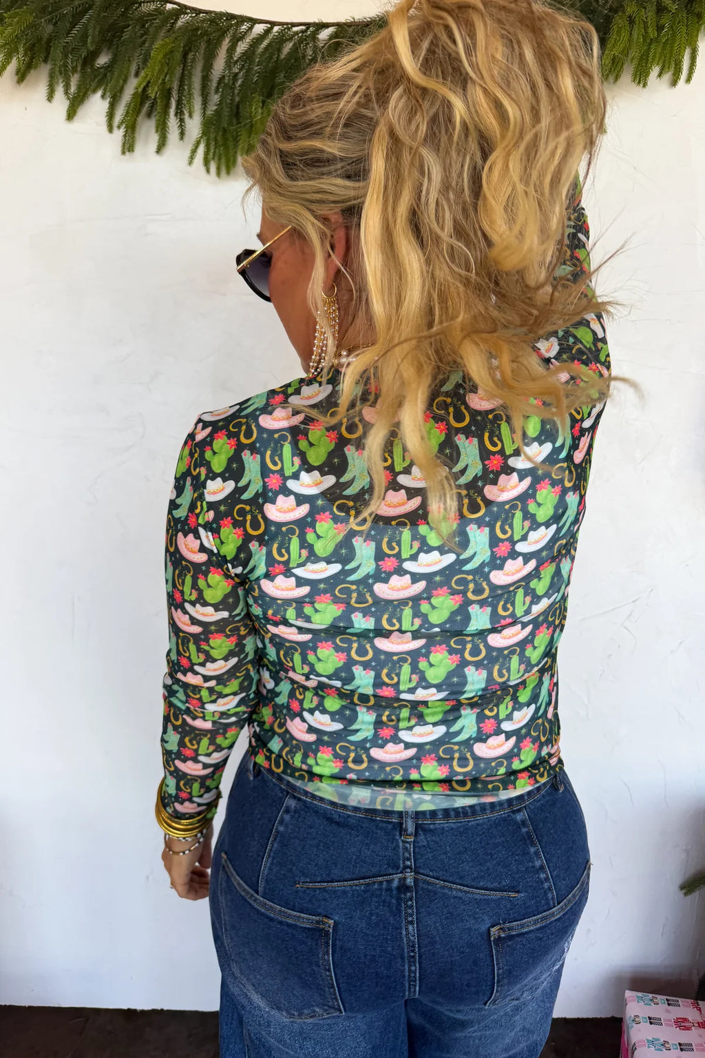 PREORDER- MERRY MESHMAS TOPS | GREEN CACTUS & BOOTS