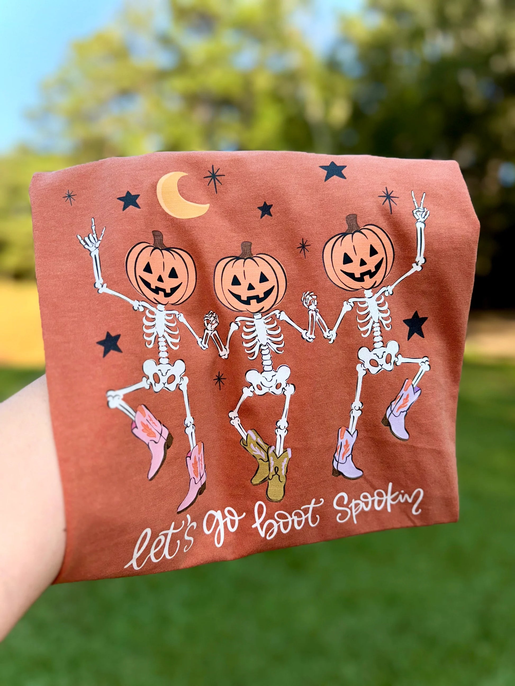 Let's Go Boot Scootin' Skeletons Graphic T-shirt