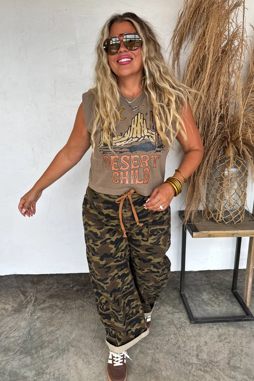 PREORDER- BLAKELEY BROGAN CAMO BARREL JEANS