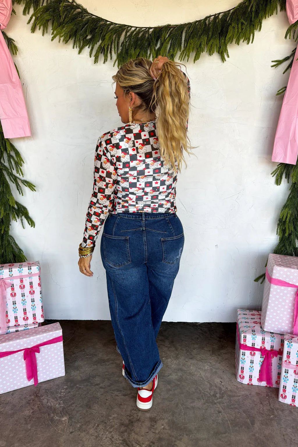 PREORDER- MERRY MESHMAS TOPS | CHECKER SANTA