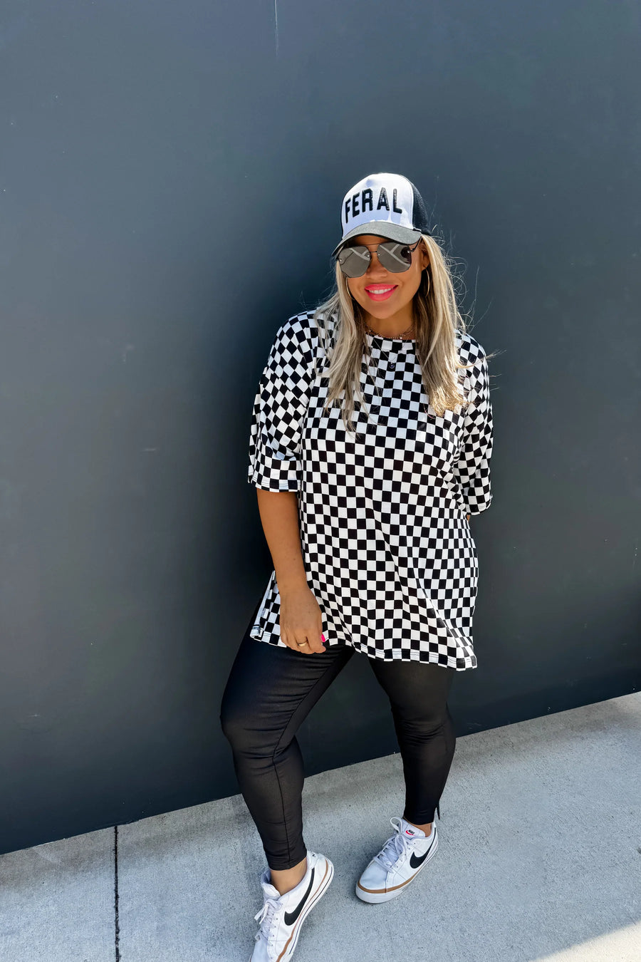 Checkered Me Out Side Slit Top