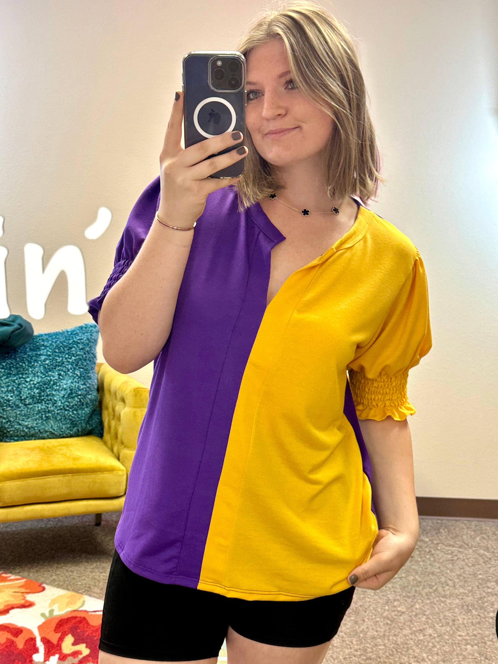 Game Day Ready Mustard & Purple Top