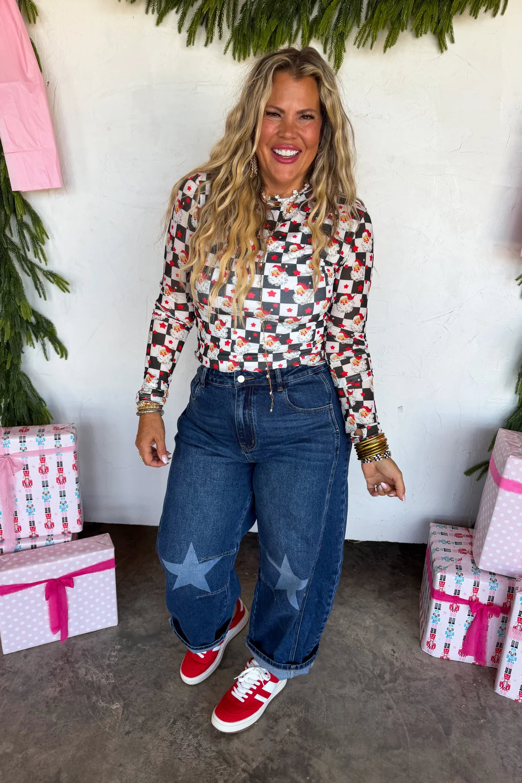 PREORDER- MERRY MESHMAS TOPS | CHECKER SANTA