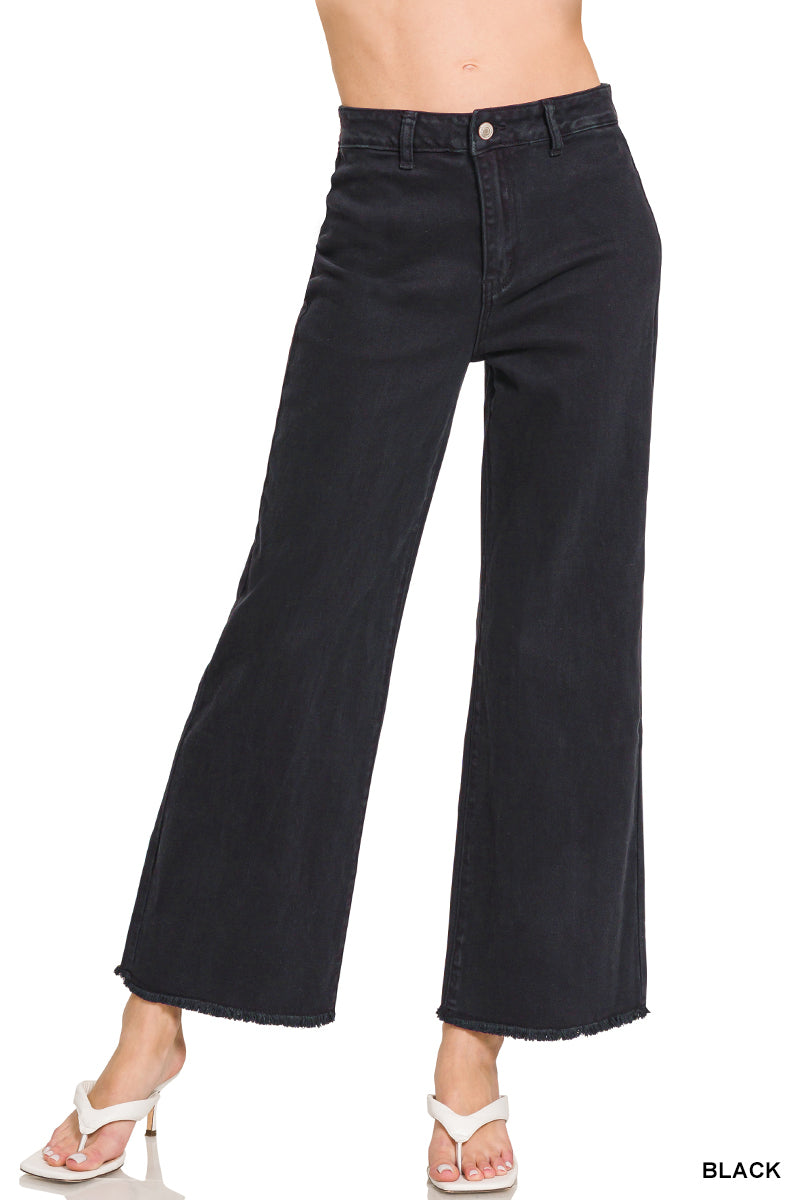 Stonewashed Straight Leg Jeans - Black & Olive
