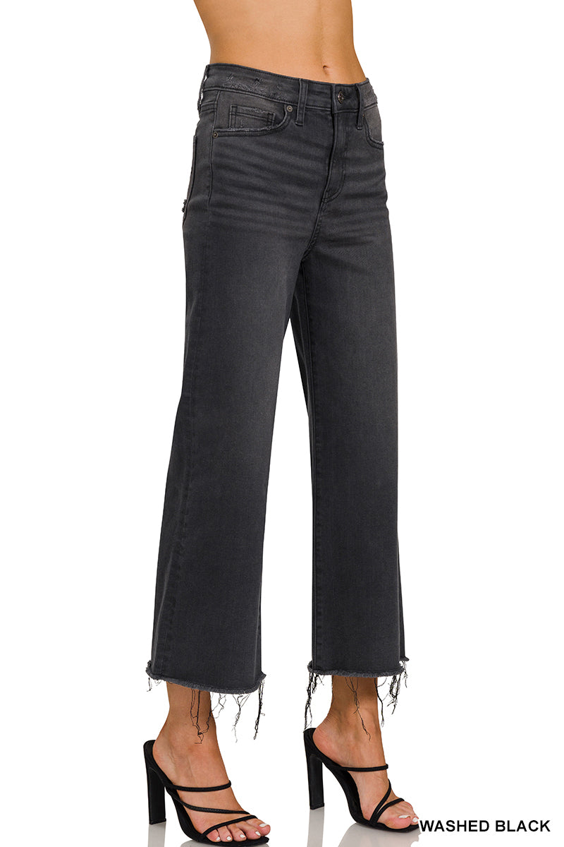 Something Special Cropped Wide Leg Black Jean
