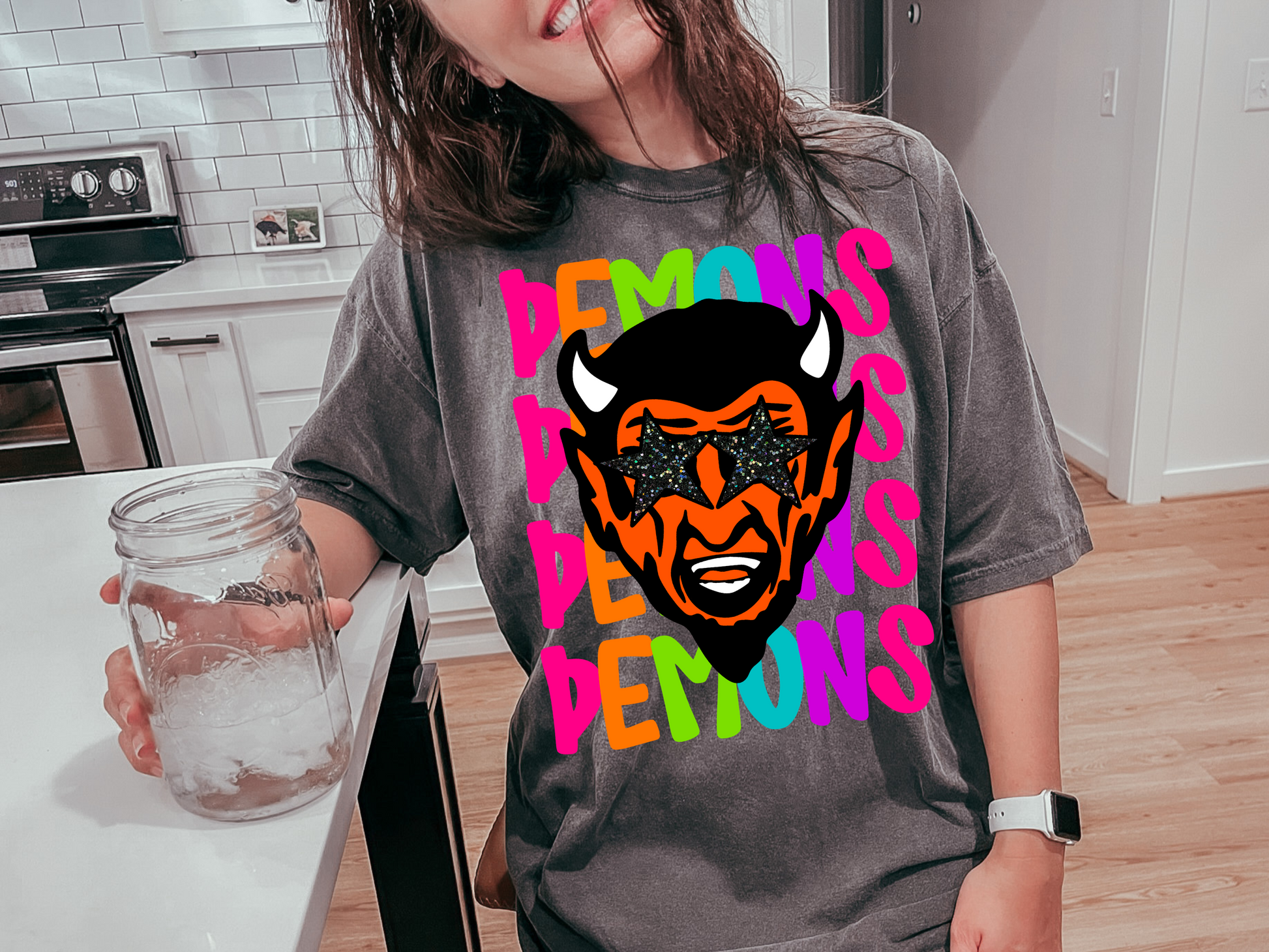 Demons Neon Mascot Graphic Sweatshirts