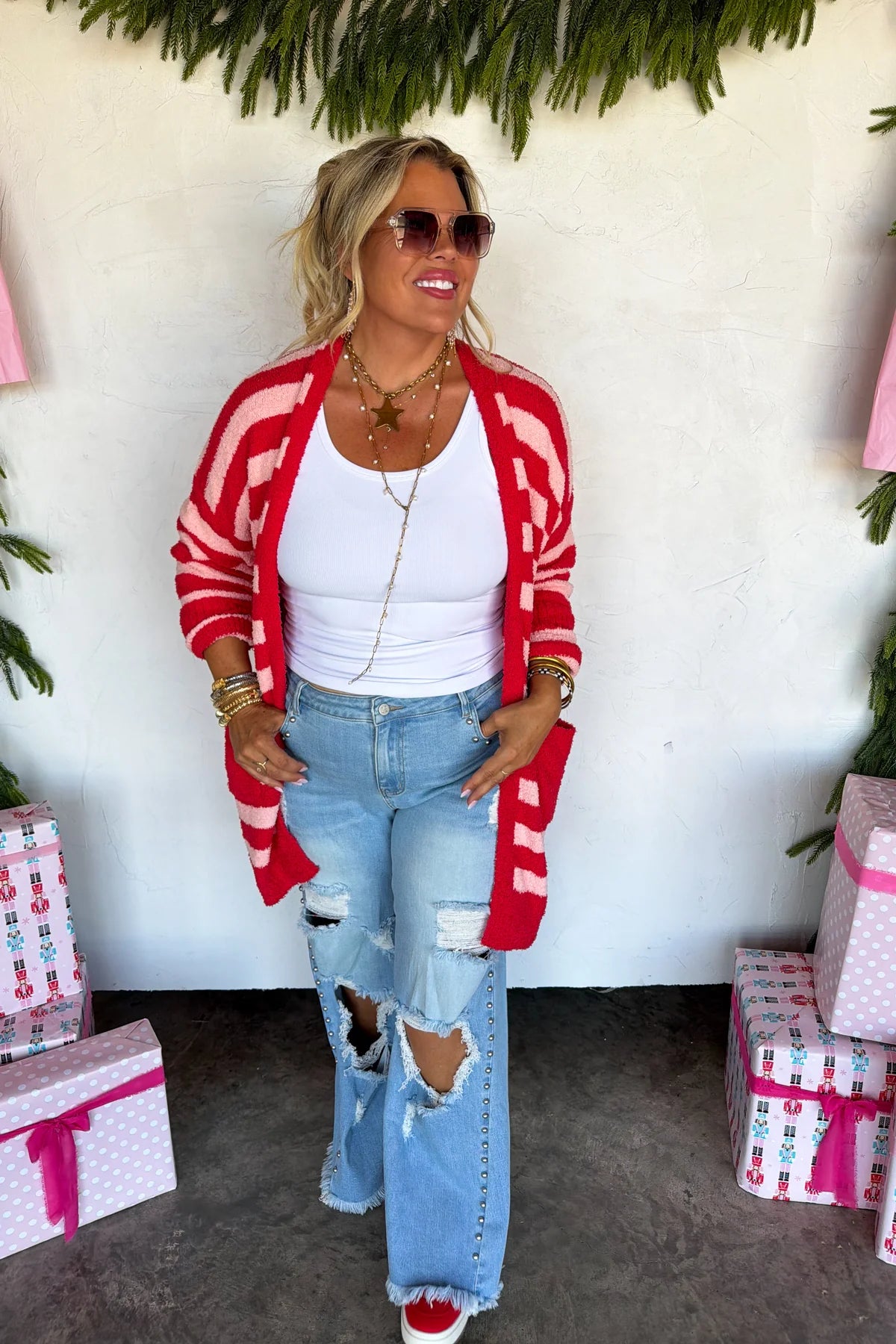 PREORDER- COZY CHRISTMAS CLOUD CARDIGAN | STRIPES