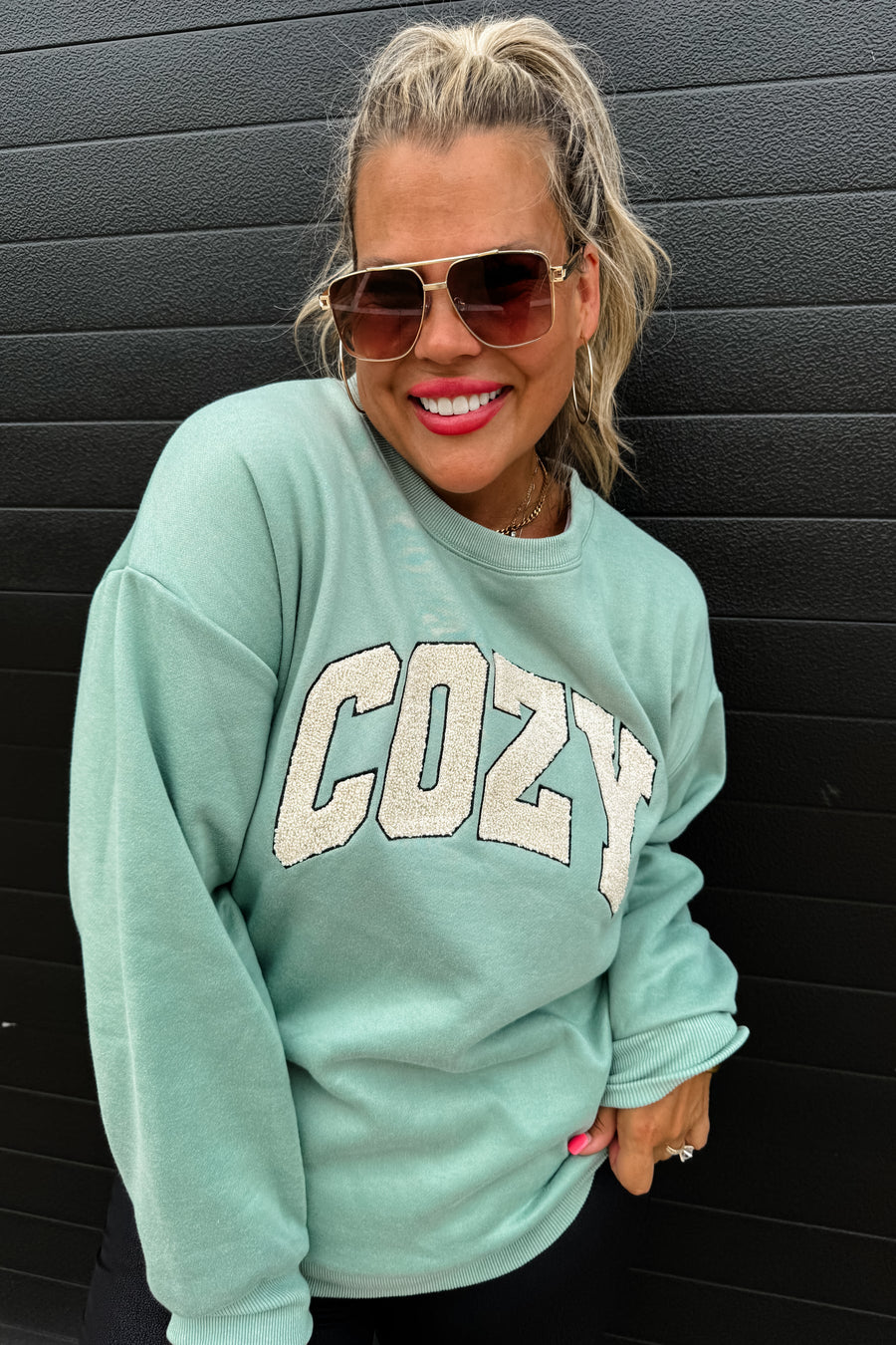 Sherpa Cozy Embroidered Sweatshirt