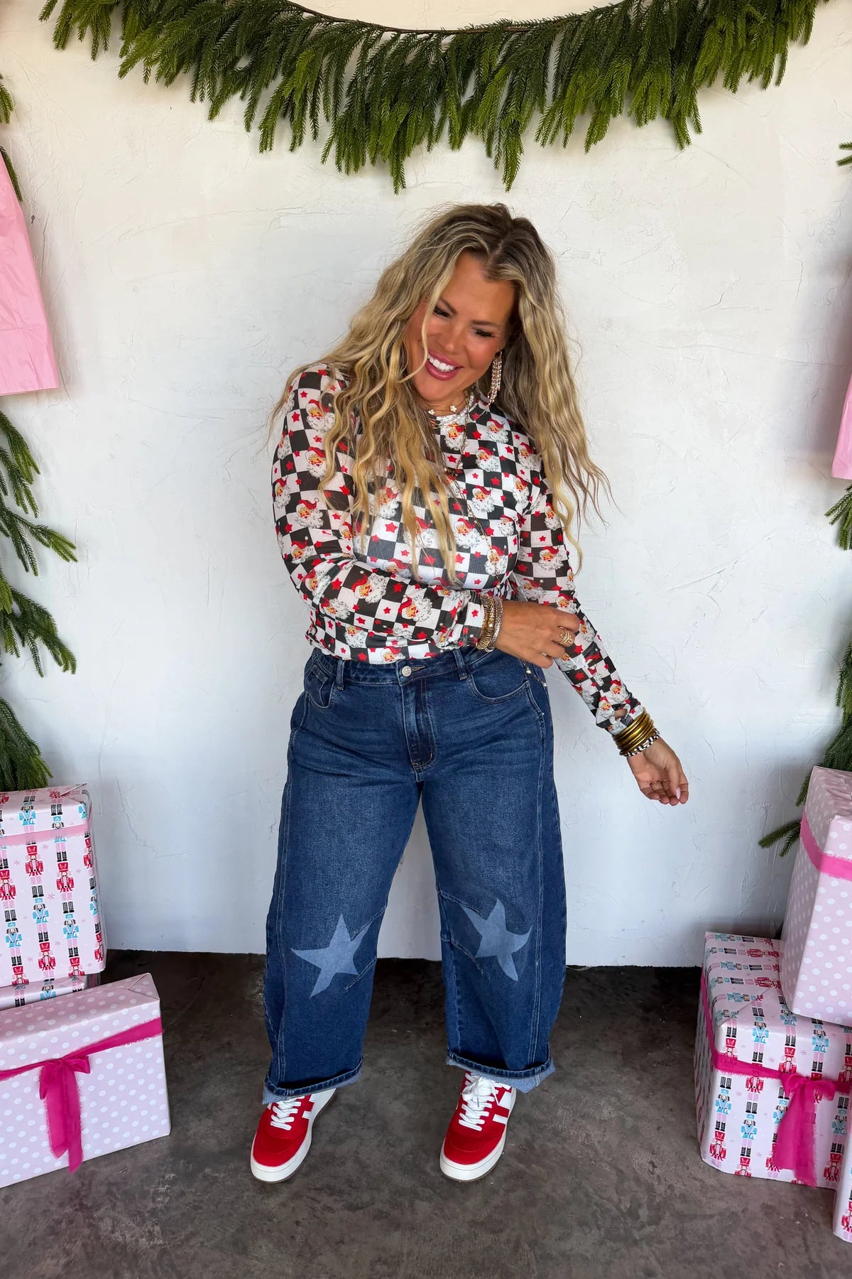 PREORDER- MERRY MESHMAS TOPS | CHECKER SANTA