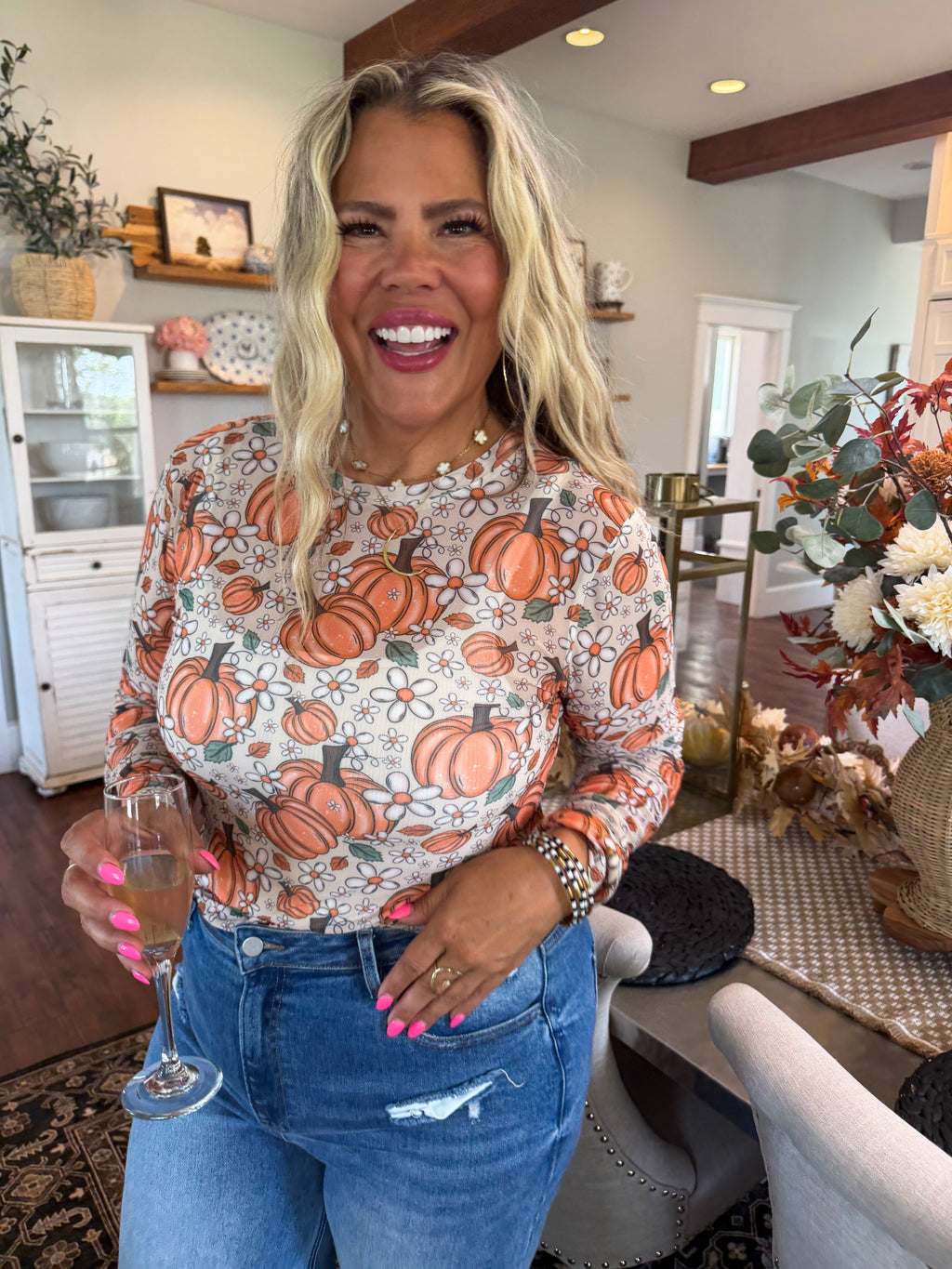 PREORDER- HARVEST BLOOM MESH TOP