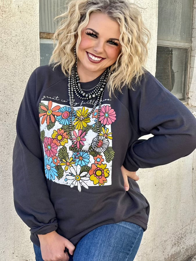 Floral Great Is Thy Faithfulness Sweatshirt