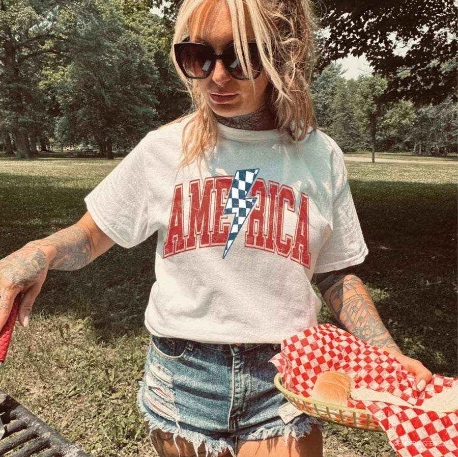 America Lighting Bolt Tee